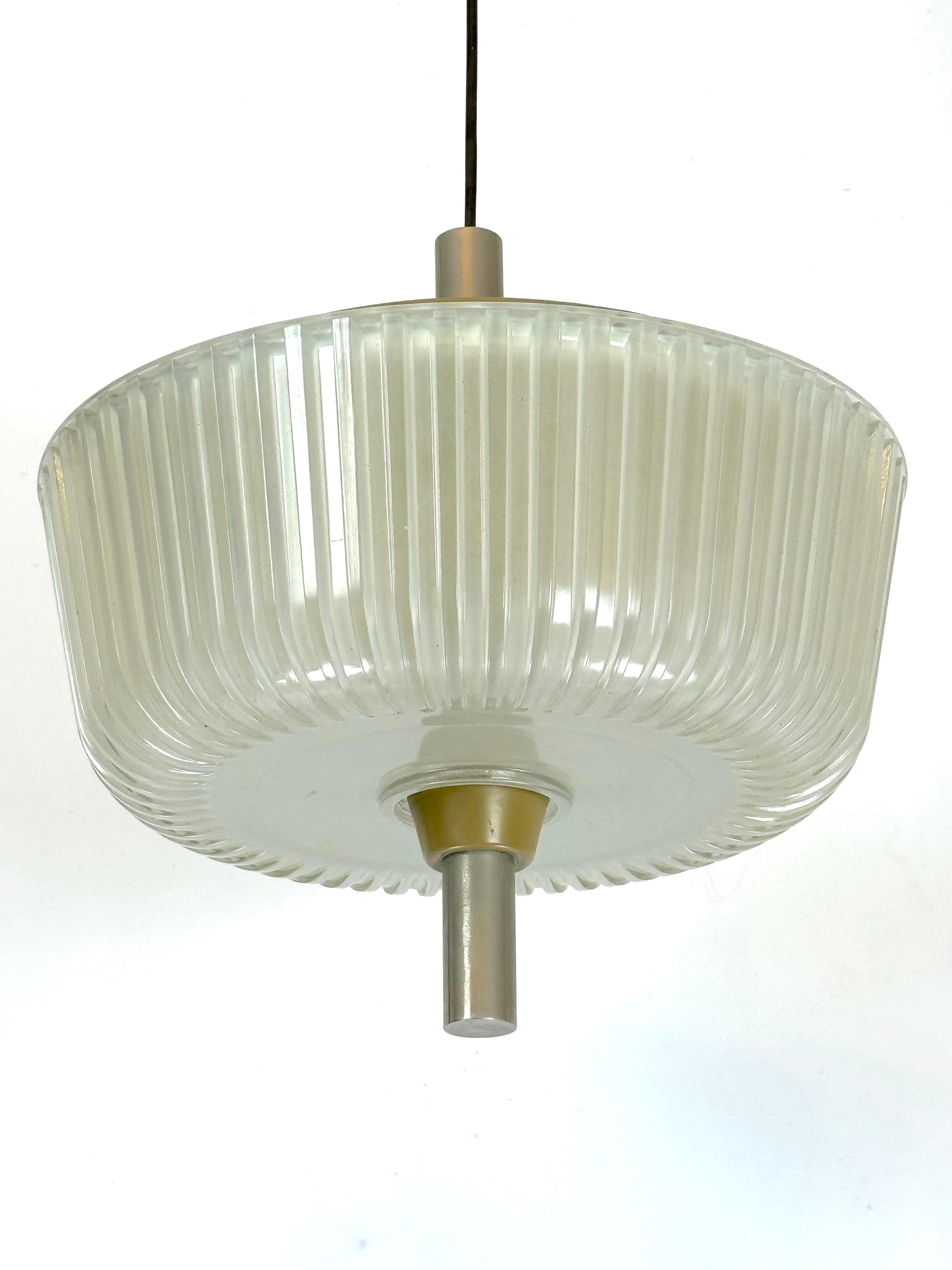 Italiano Seguso, lampadario Art Deco in vetro e metallo degli anni '40. in vendita