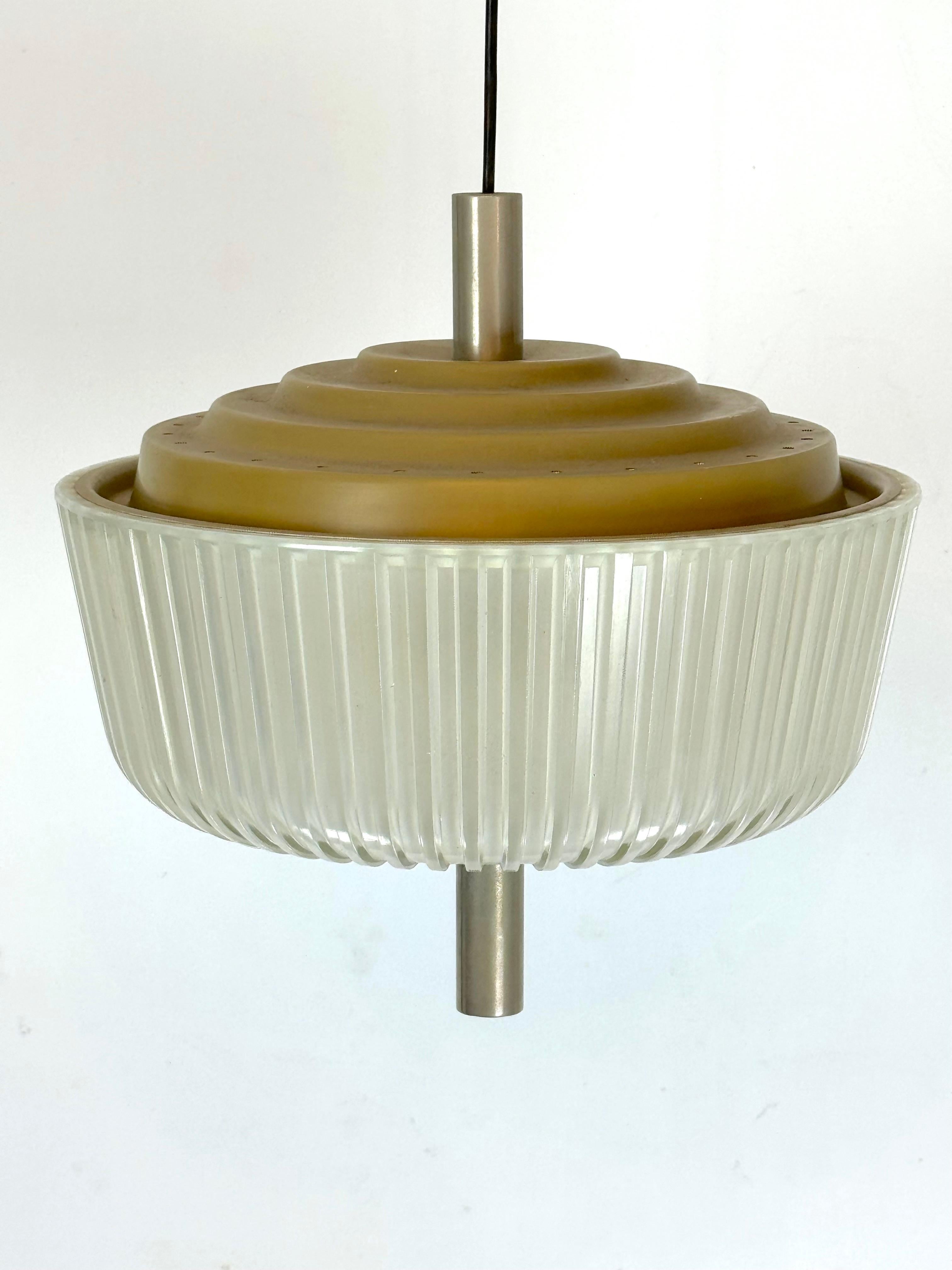Seguso, lampadario Art Deco in vetro e metallo degli anni '40. In condizioni buone in vendita a Catania, CT