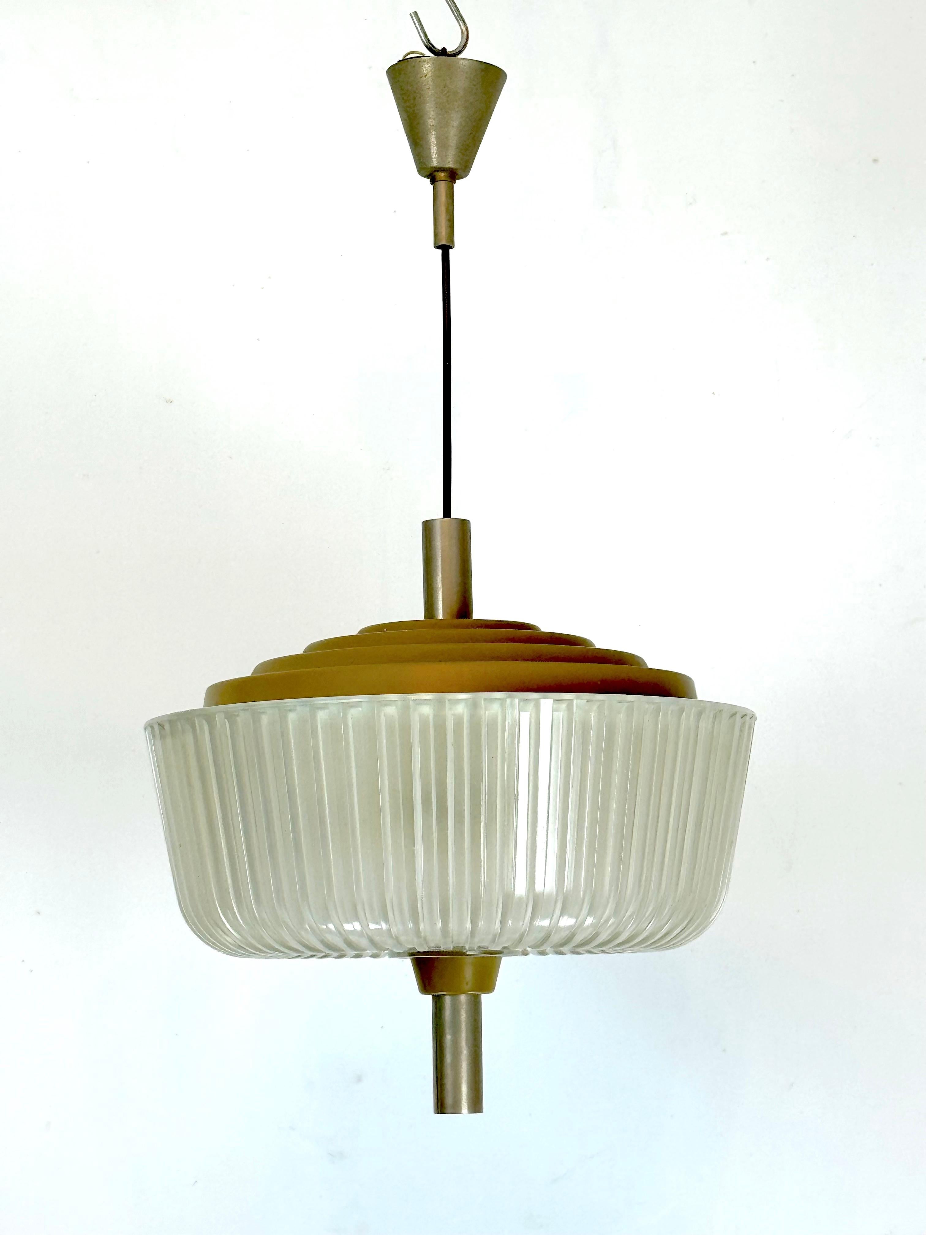 XX secolo Seguso, lampadario Art Deco in vetro e metallo degli anni '40. in vendita