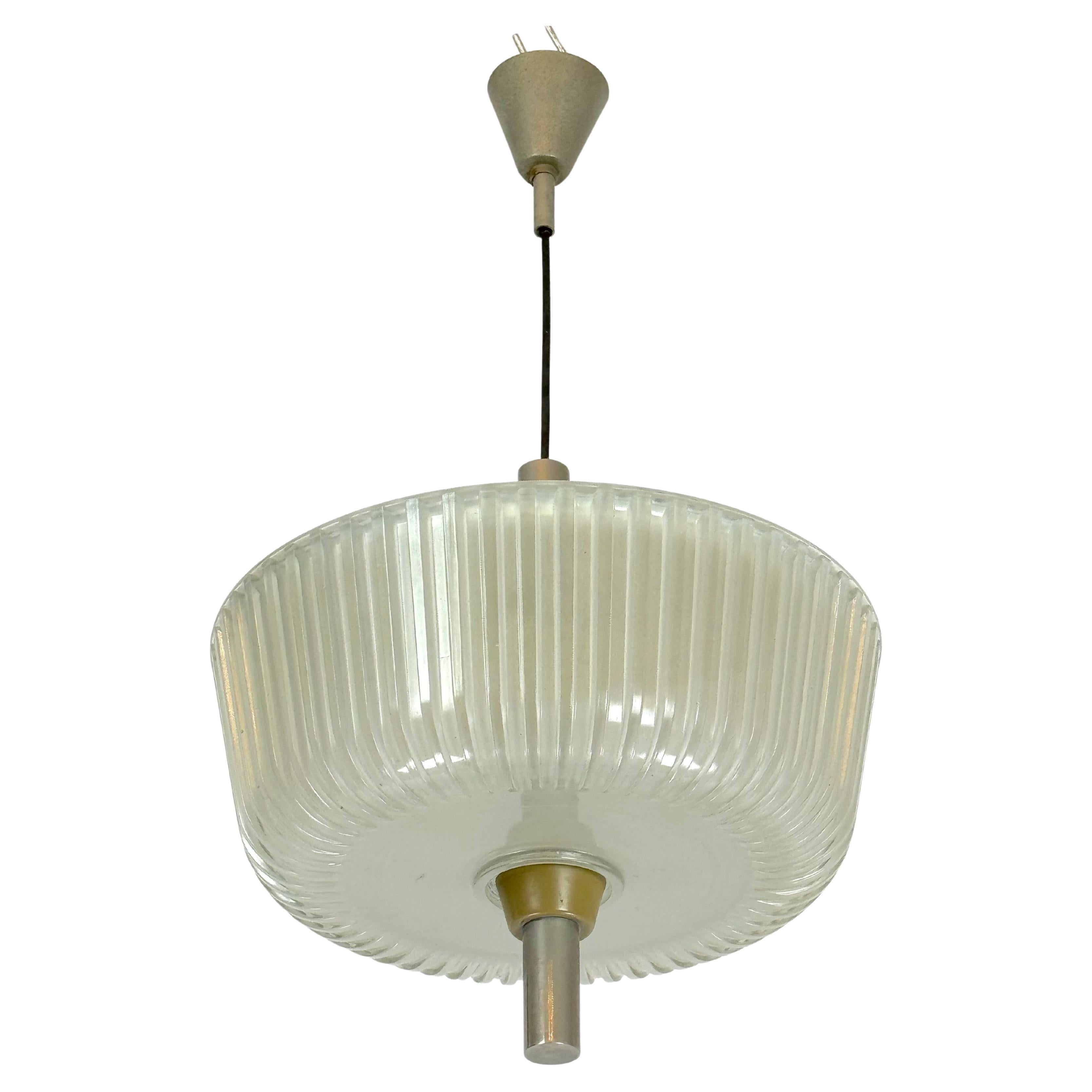 Seguso, Art Déco-Kronleuchter aus Glas und Metall aus den 40er Jahren.