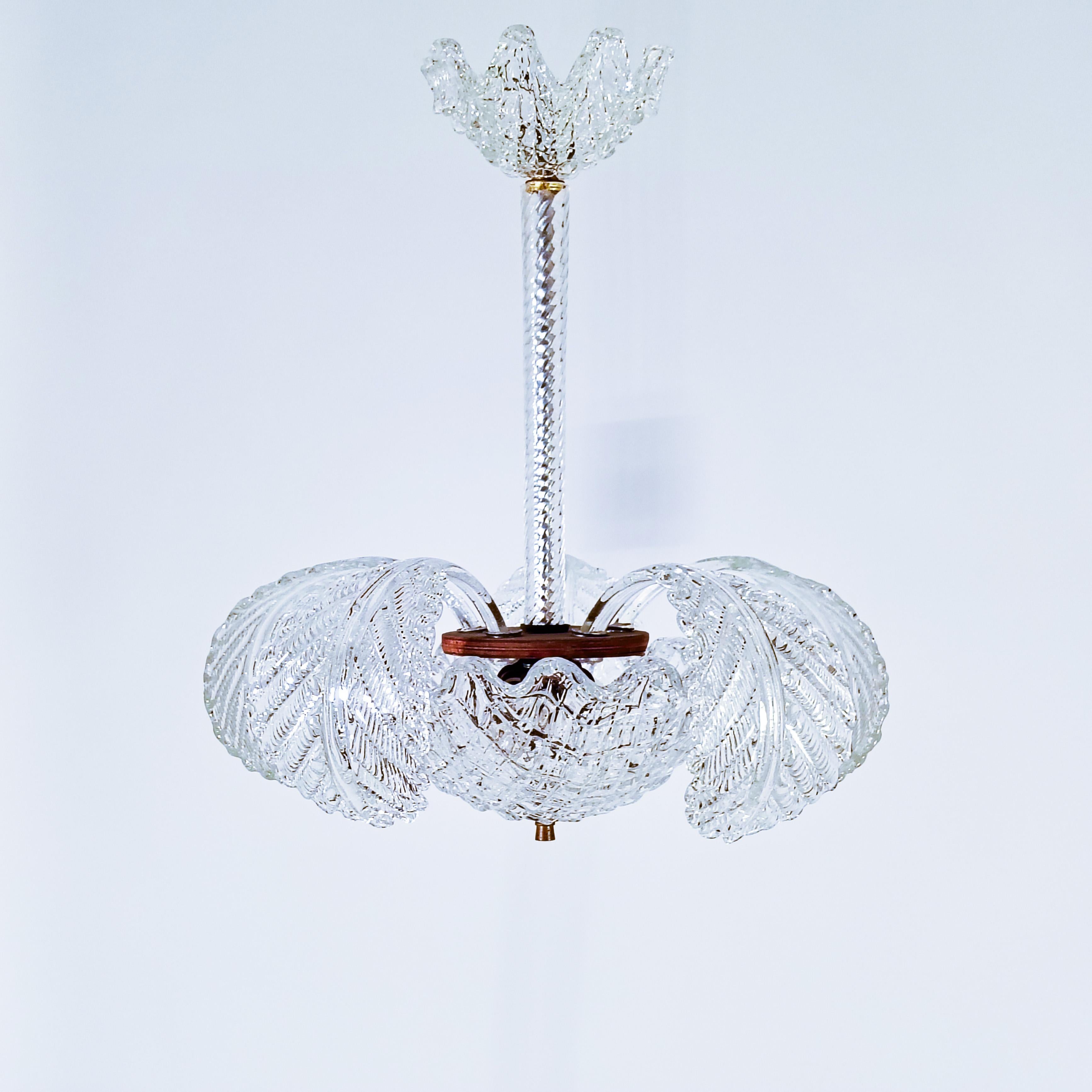 Seguso. Lustre Art déco en verre de Murano, Italie, années 1940 en vente 4