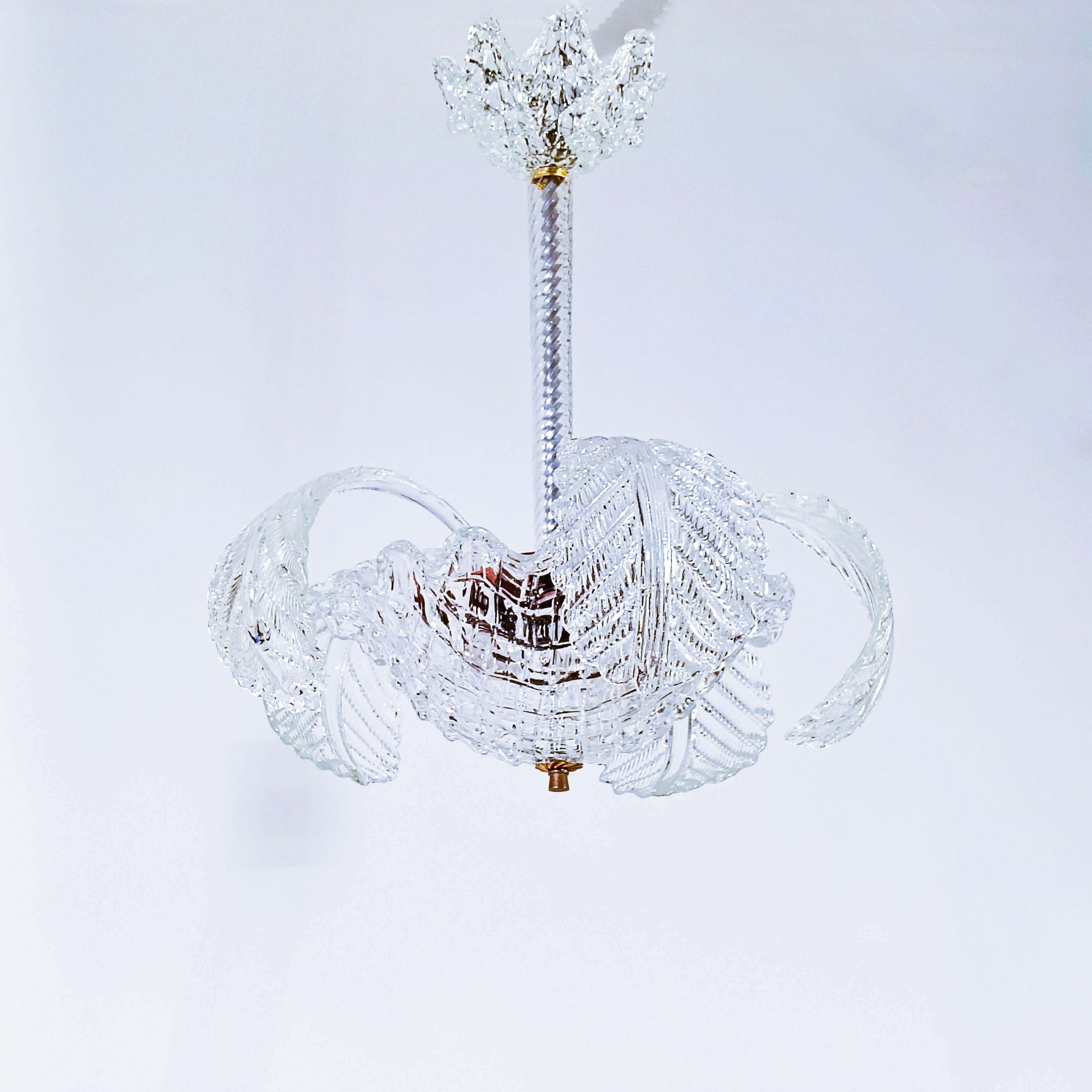 Seguso. Lustre Art déco en verre de Murano, Italie, années 1940 en vente 5