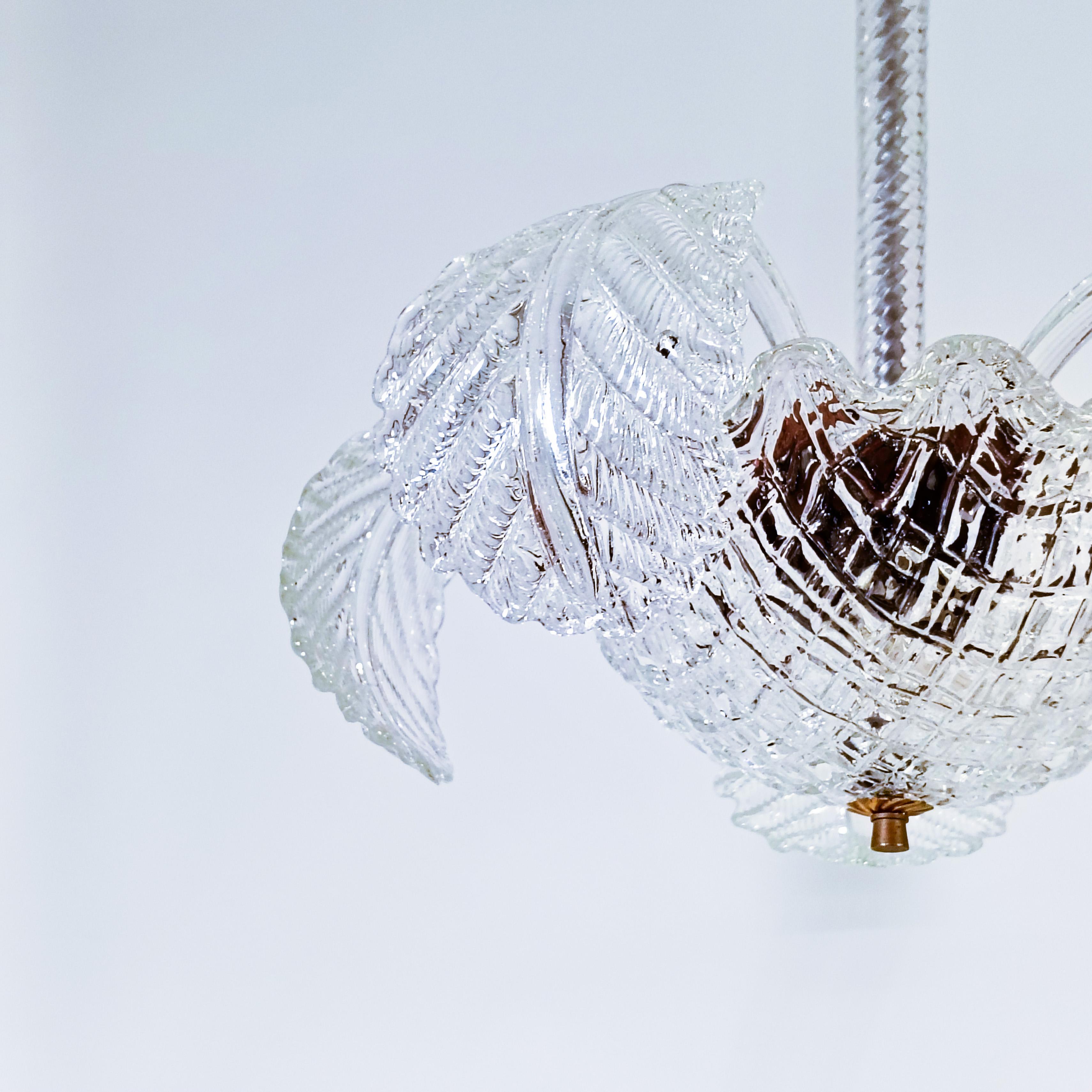 Seguso. Lustre Art déco en verre de Murano, Italie, années 1940 en vente 8