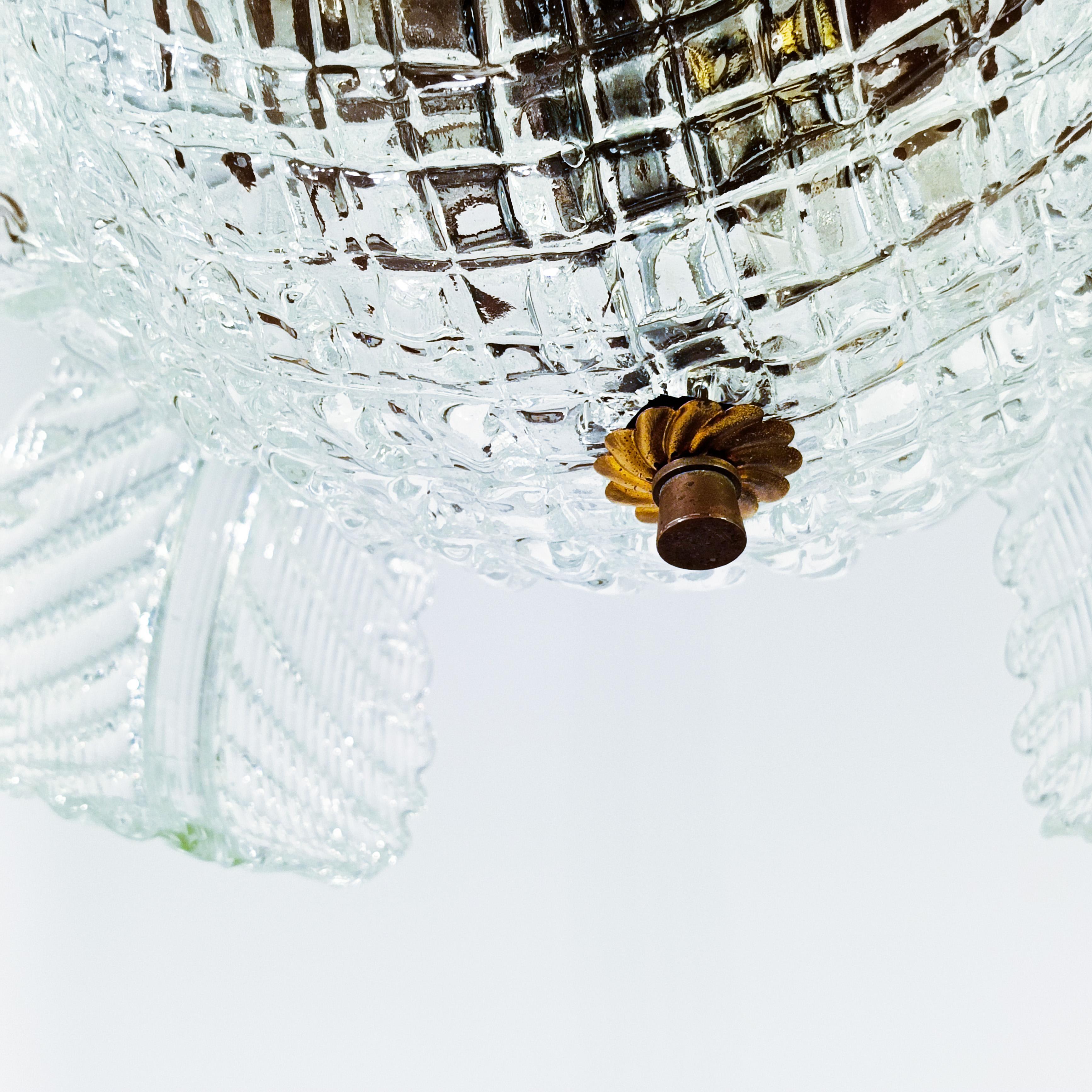 Seguso. Lustre Art déco en verre de Murano, Italie, années 1940 en vente 9