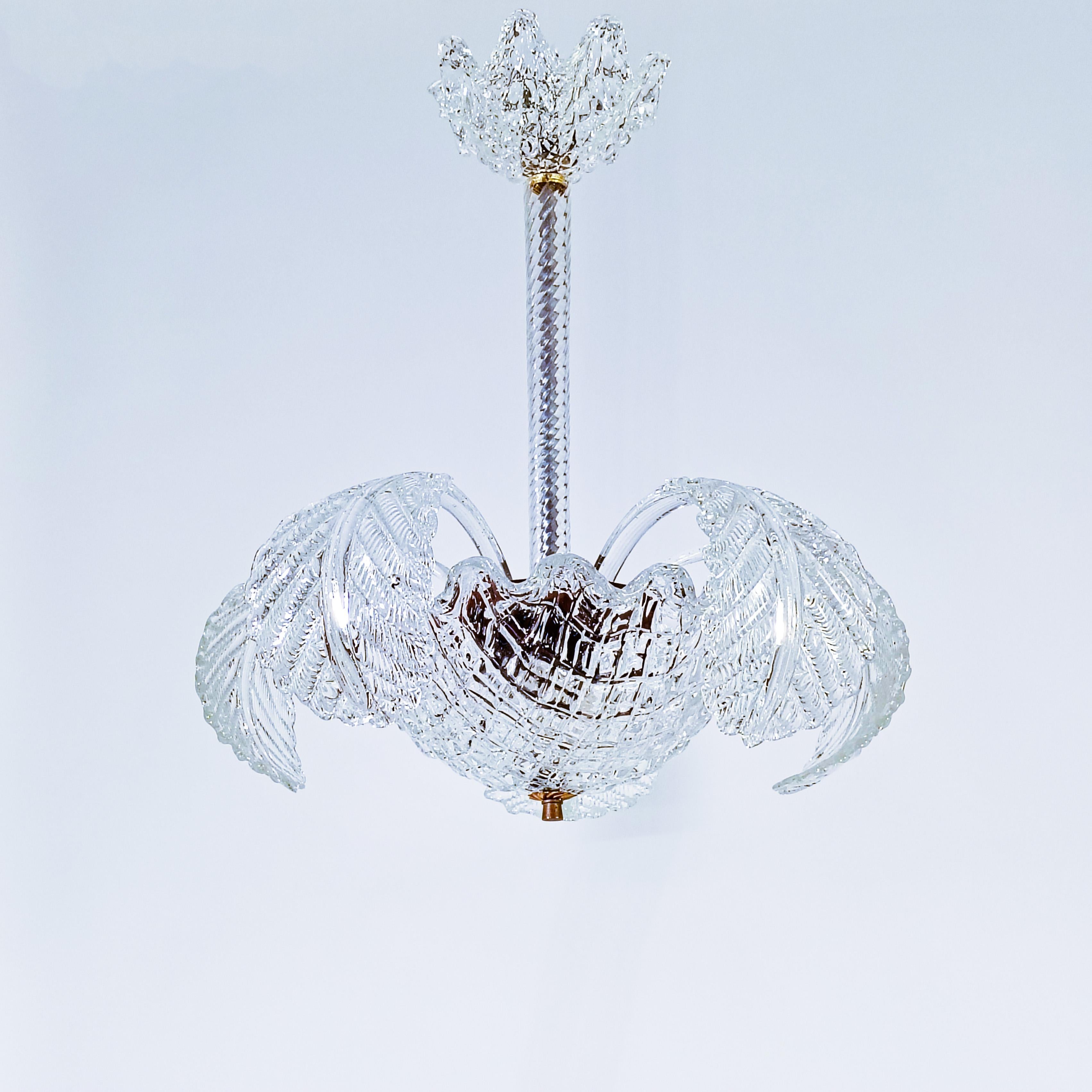 italien Seguso. Lustre Art déco en verre de Murano, Italie, années 1940 en vente