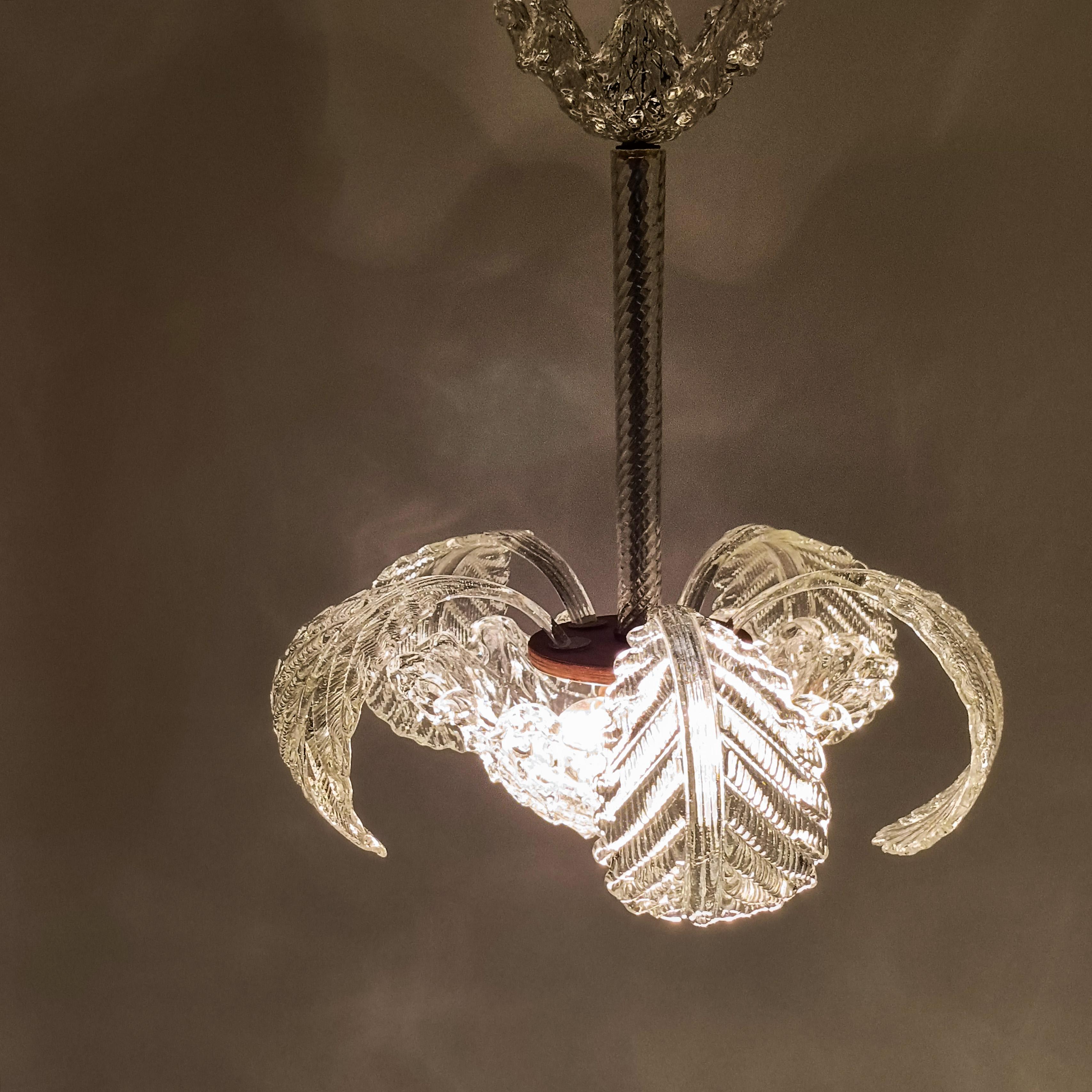 Milieu du XXe siècle Seguso. Lustre Art déco en verre de Murano, Italie, années 1940 en vente