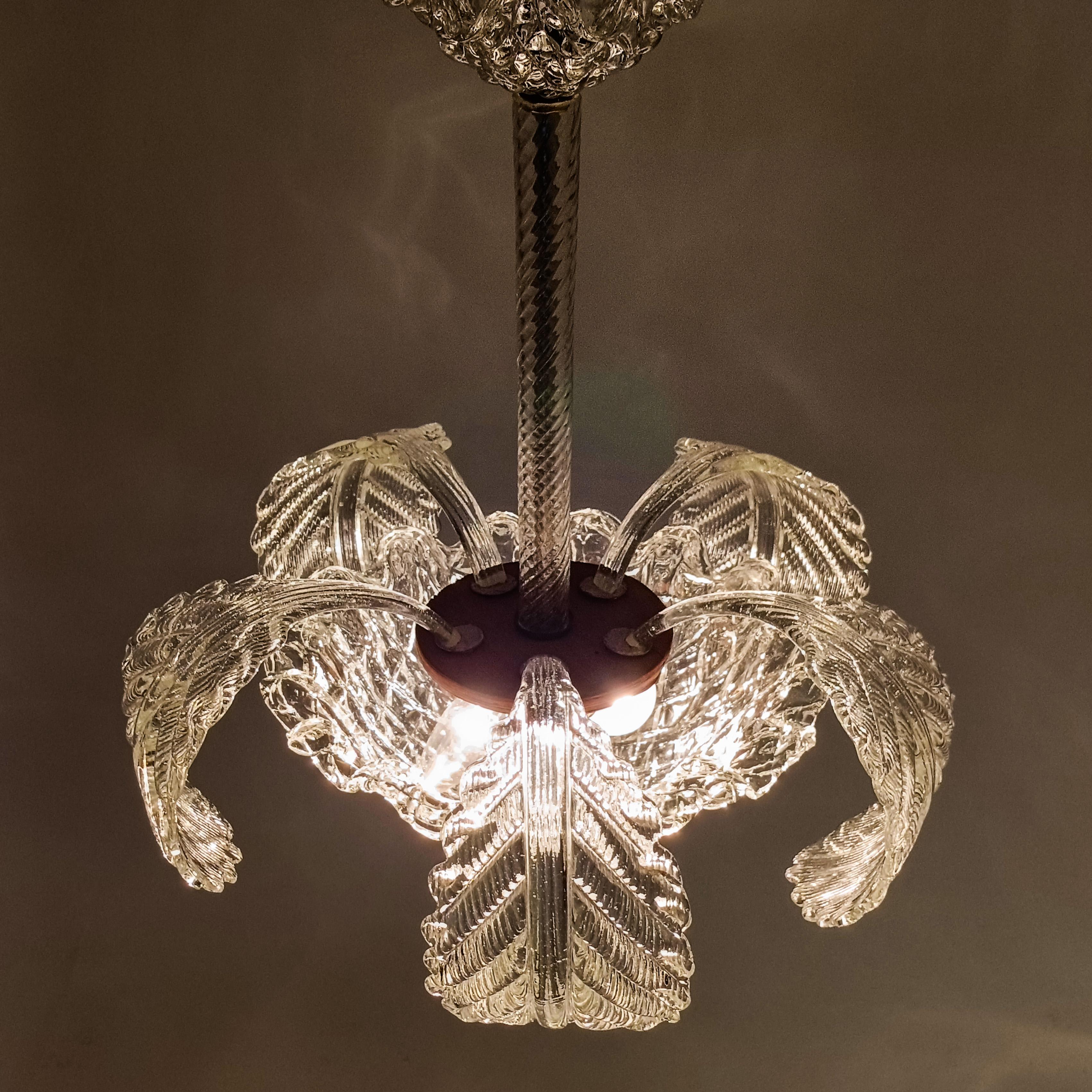 Métal Seguso. Lustre Art déco en verre de Murano, Italie, années 1940 en vente