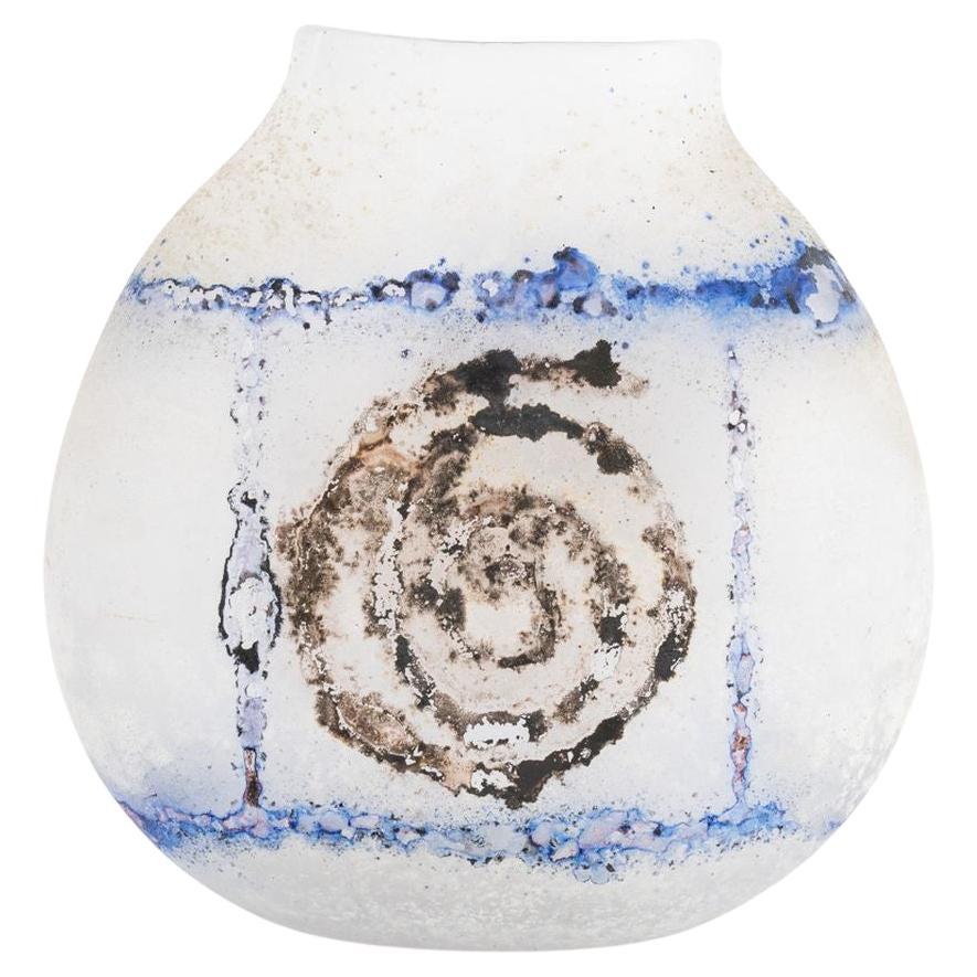 Seguso Arte Vetro Spiral Motif Scavo Glass Vase For Sale