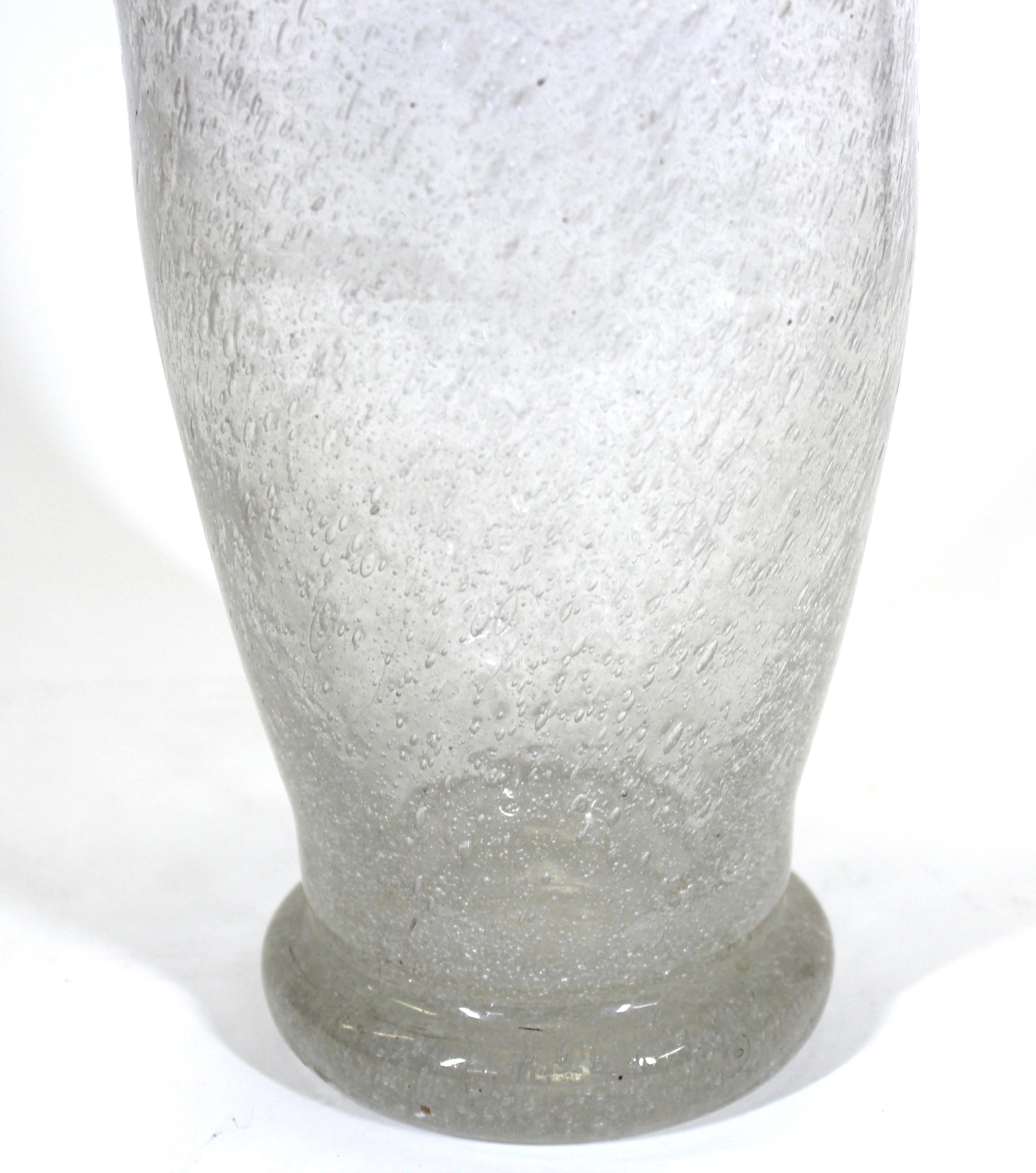 Mid-Century Modern Seguso Attributed Italian Pulegoso Glass Vase For Sale