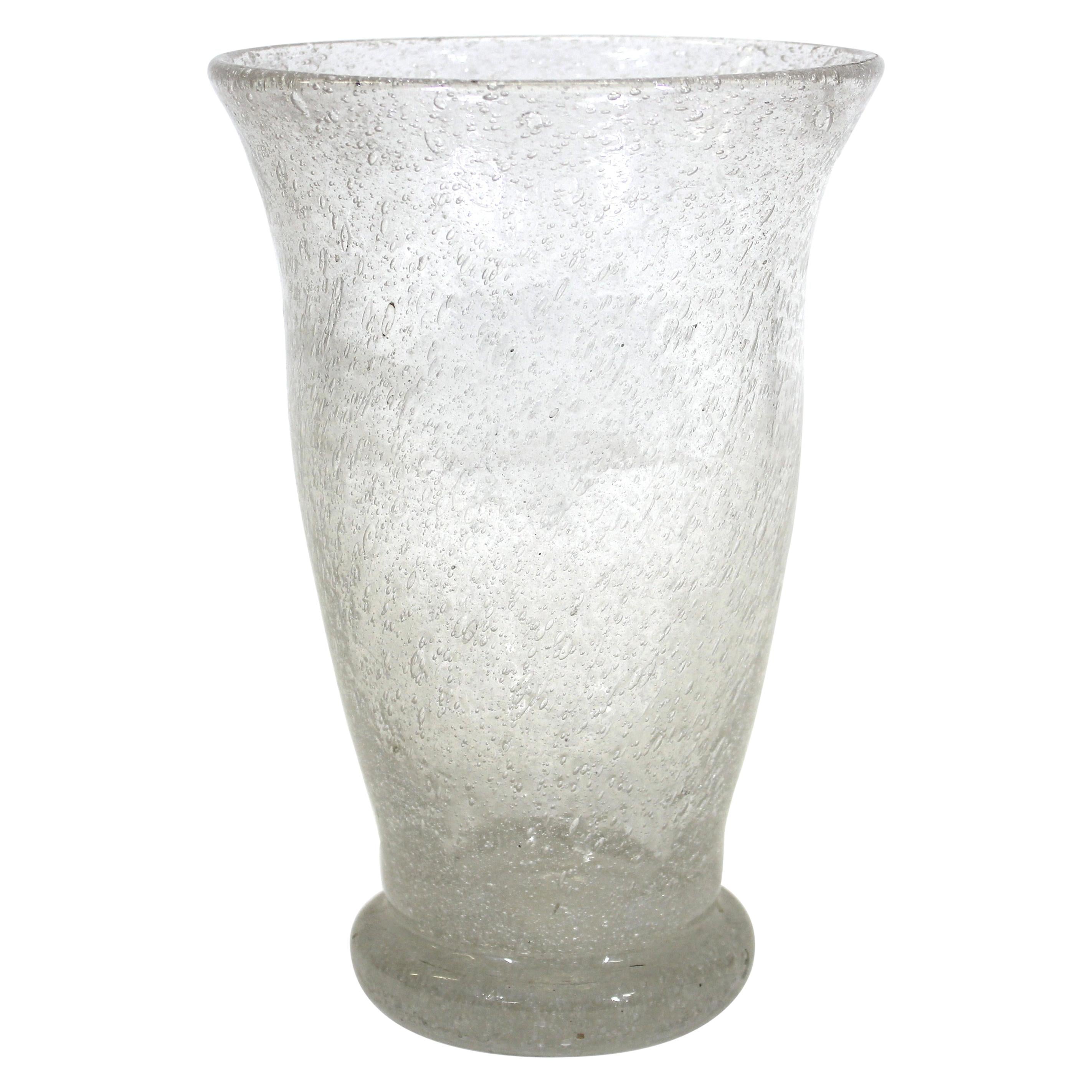 Seguso Attributed Italian Pulegoso Glass Vase For Sale