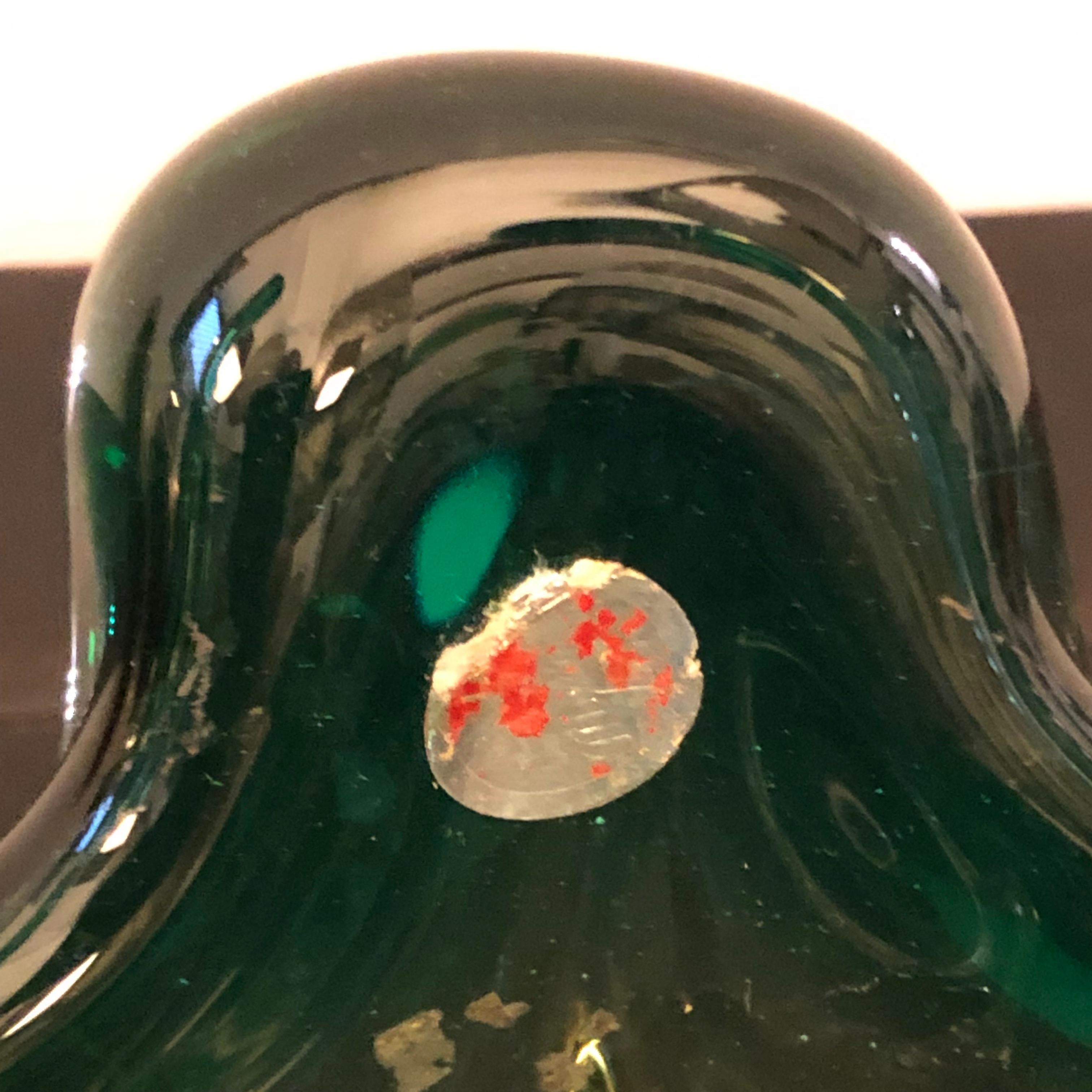 1960s Seguso Sommerso Green and Brown Murano Glass Centerpiece For Sale 1