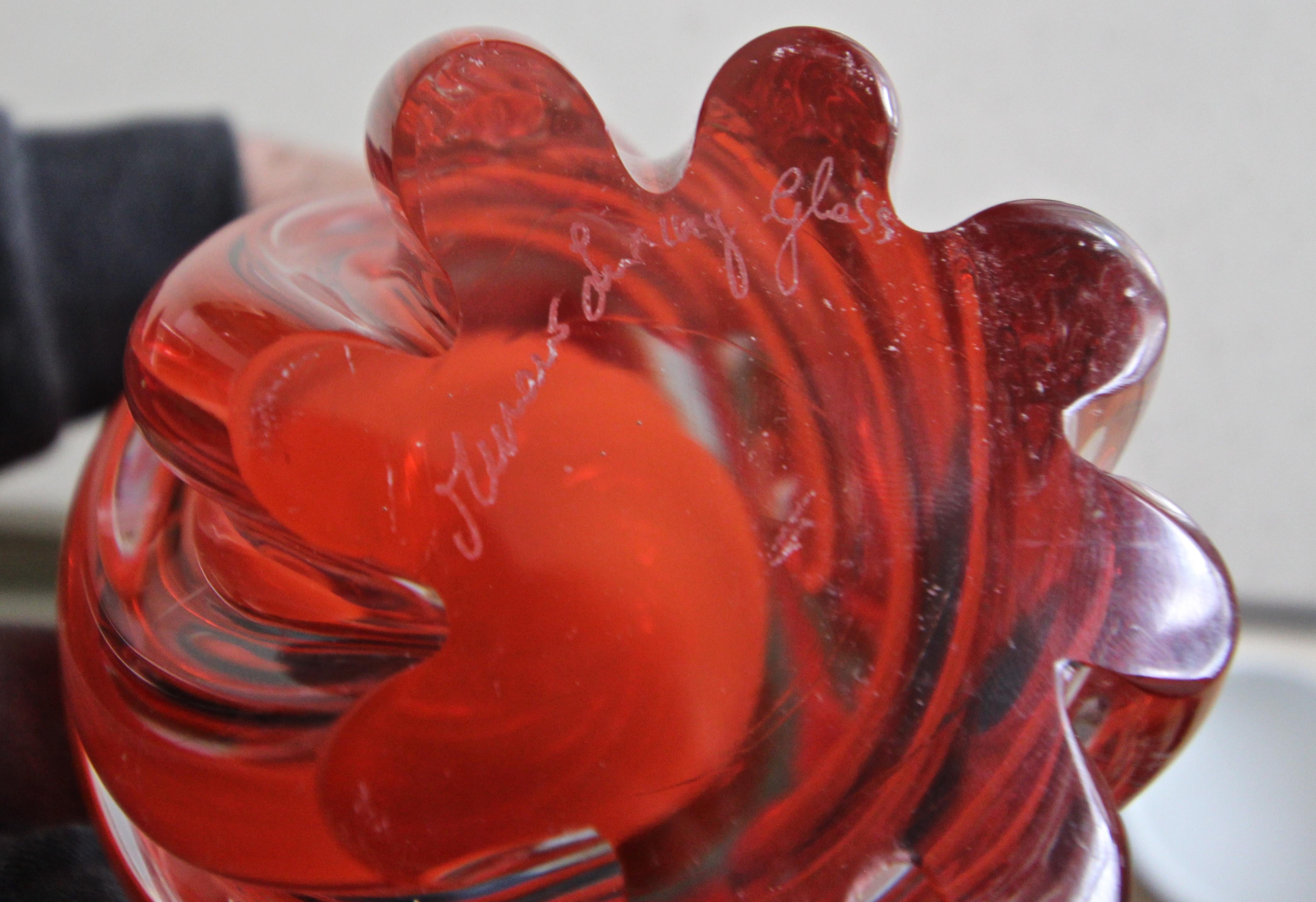 Seguso Blood Orange Twisted Glass Murano Vase For Sale 1