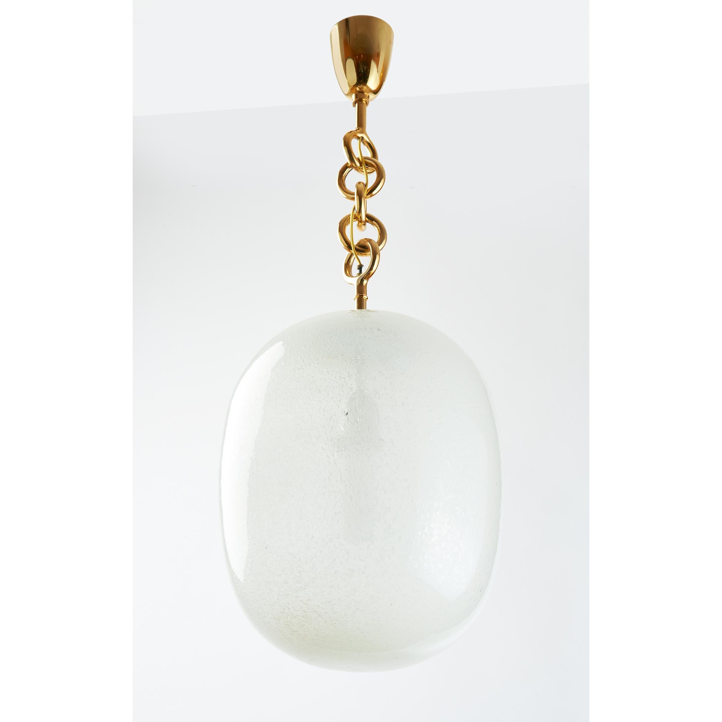 Italian Seguso Blown Pulegoso Glass Oval Lantern, circa 1950