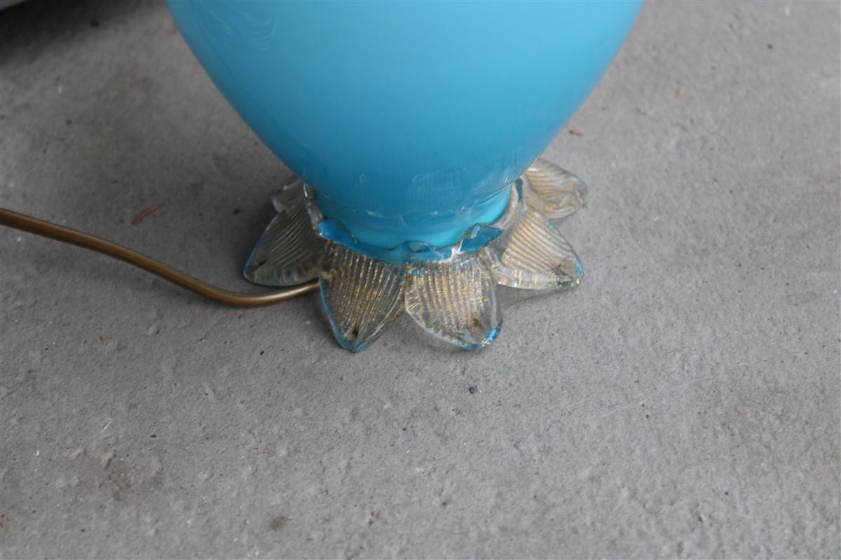 Seguso Blu Lámpara de Mesa de Murano Diseño Italiano Años 40 Estilo Venini en venta 1