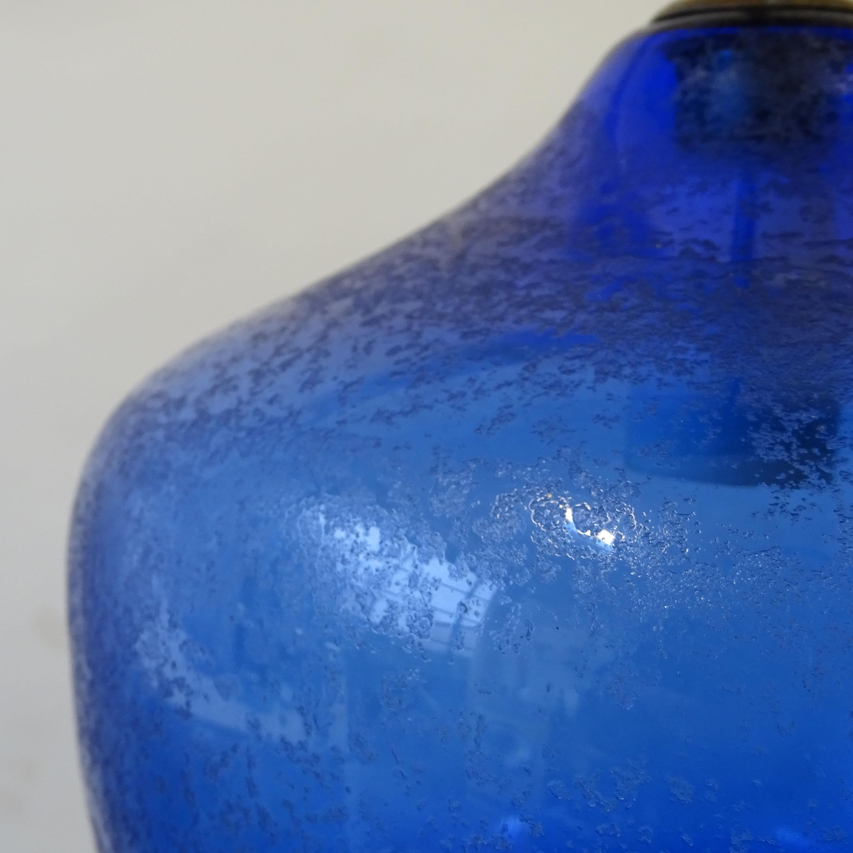Splendid blue corroso Murano glass Seguso pendant lamp