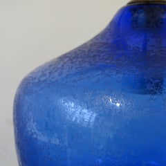 Seguso blue corroso Murano glass pendant lamp, Italy 1950s