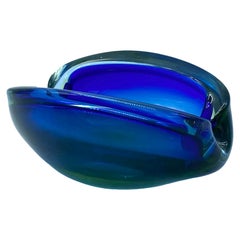 Seguso Blue Murano Glass Bowl or Ashtray, Italy, 1960s