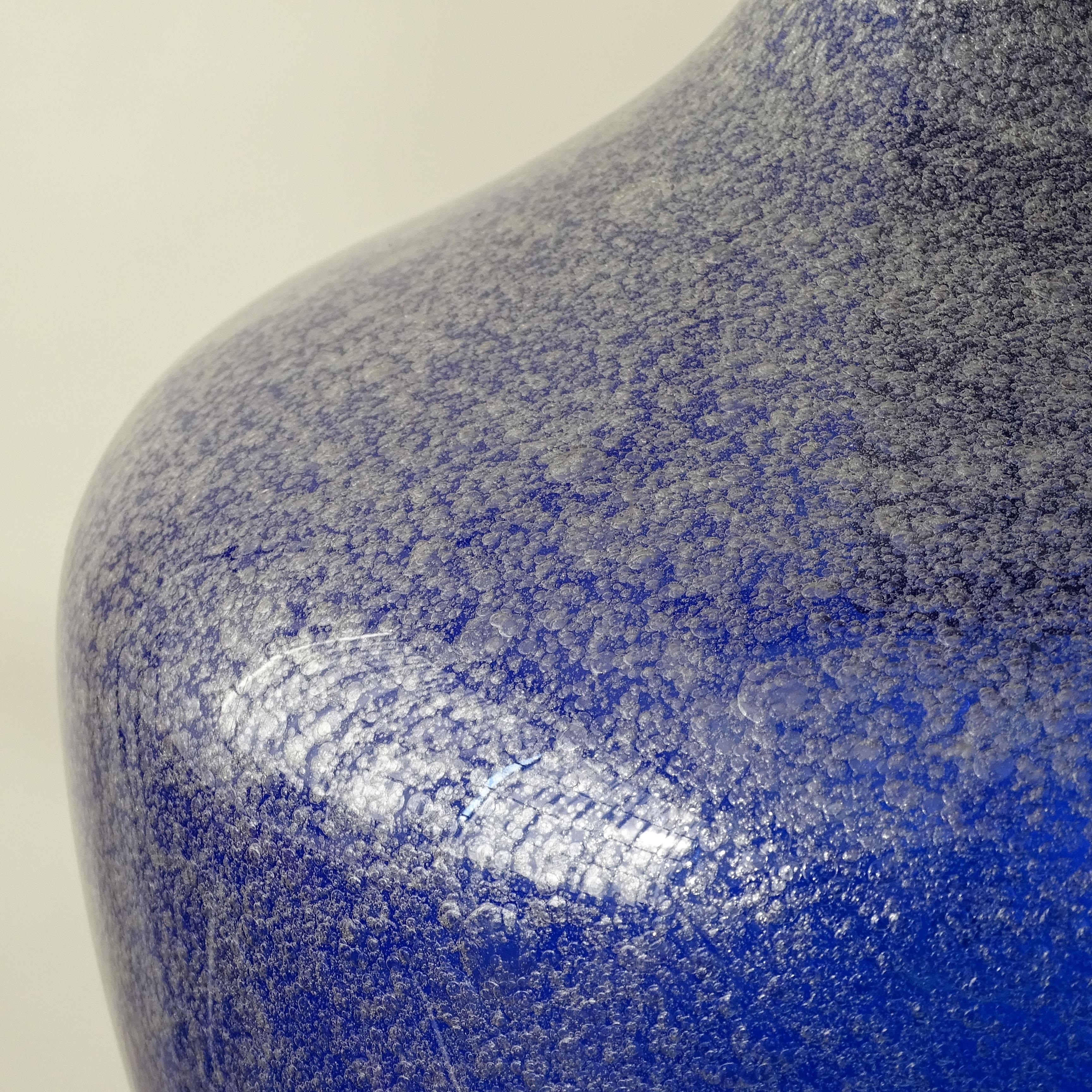 Espléndida lámpara colgante Seguso de cristal de Murano Pulegoso azul.