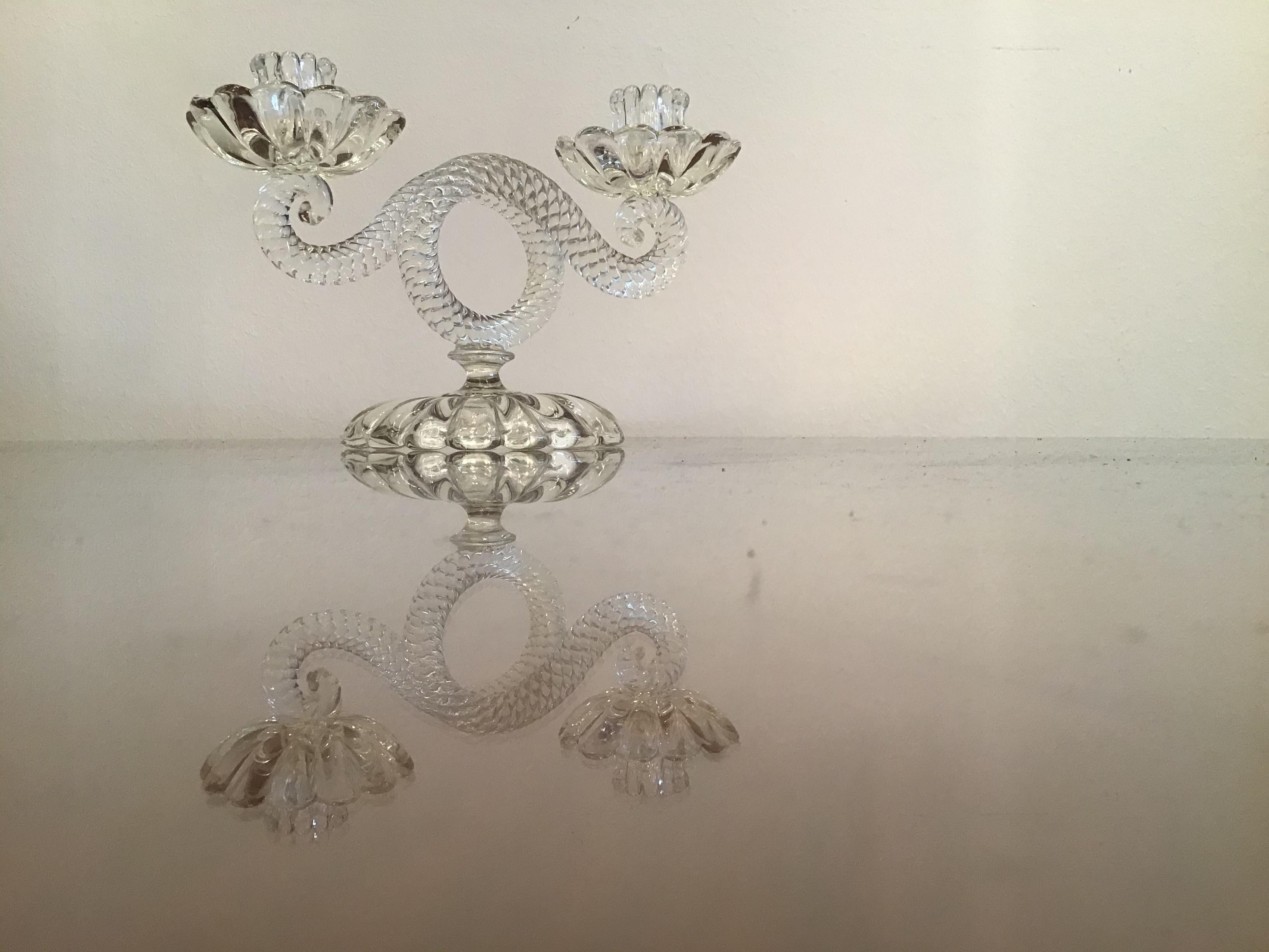 Bougeoir Seguso Verre de Murano 1930 Italie en vente 4
