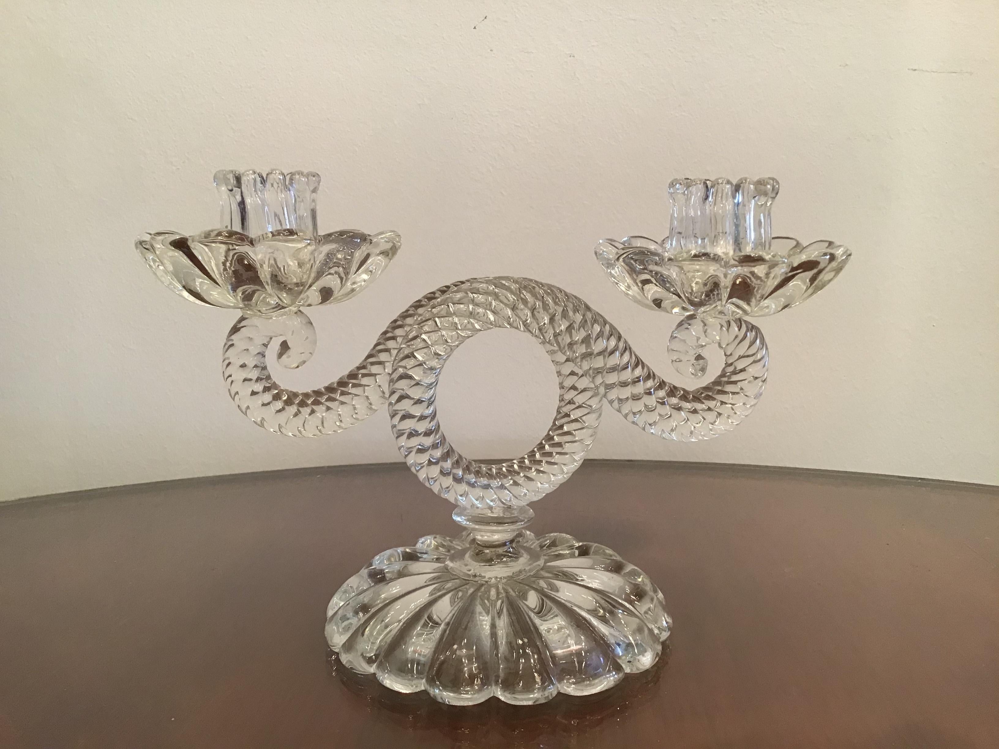 Autre Bougeoir Seguso Verre de Murano 1930 Italie en vente