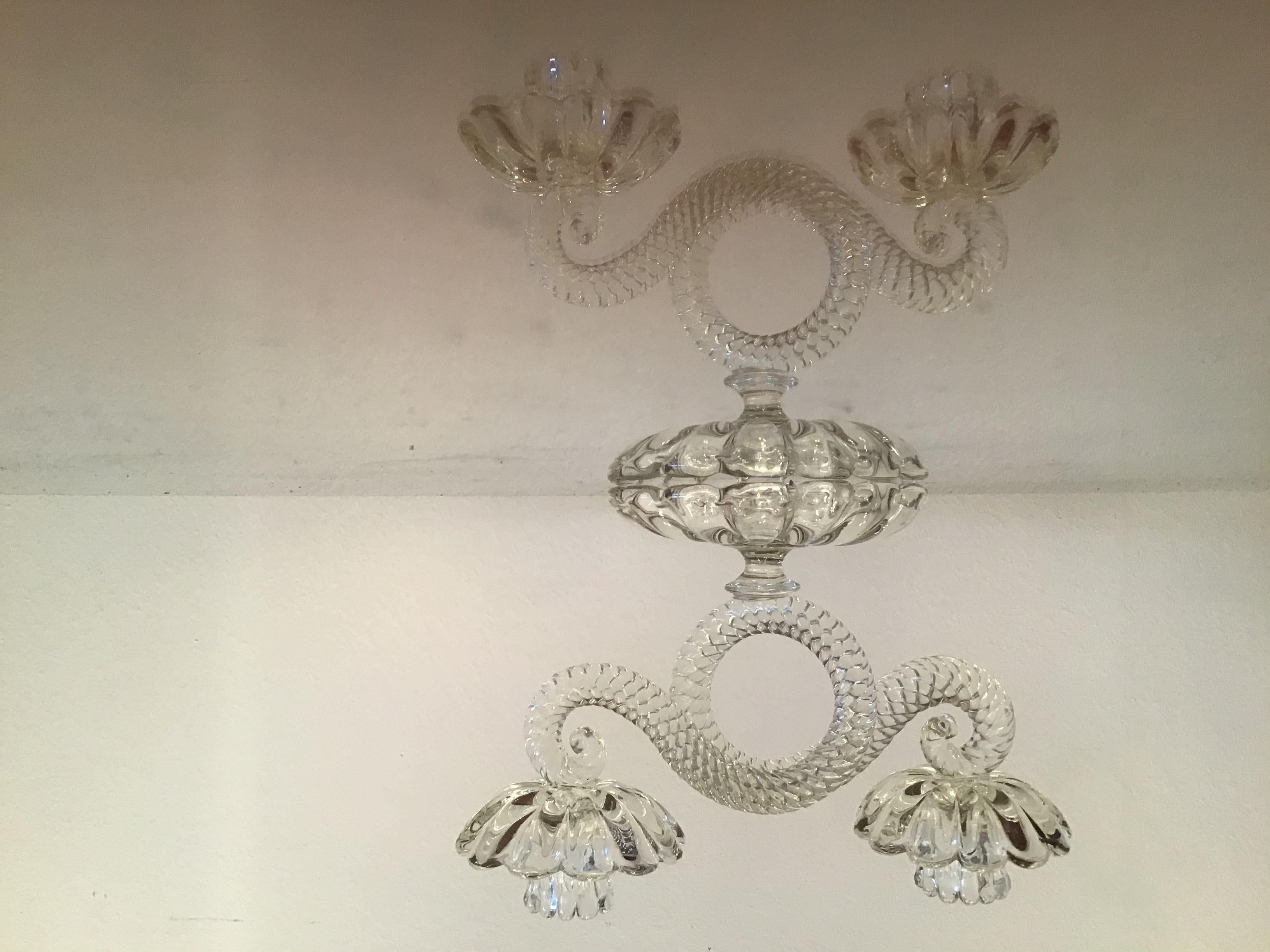 Bougeoir Seguso Verre de Murano 1930 Italie Excellent état - En vente à Milano, IT