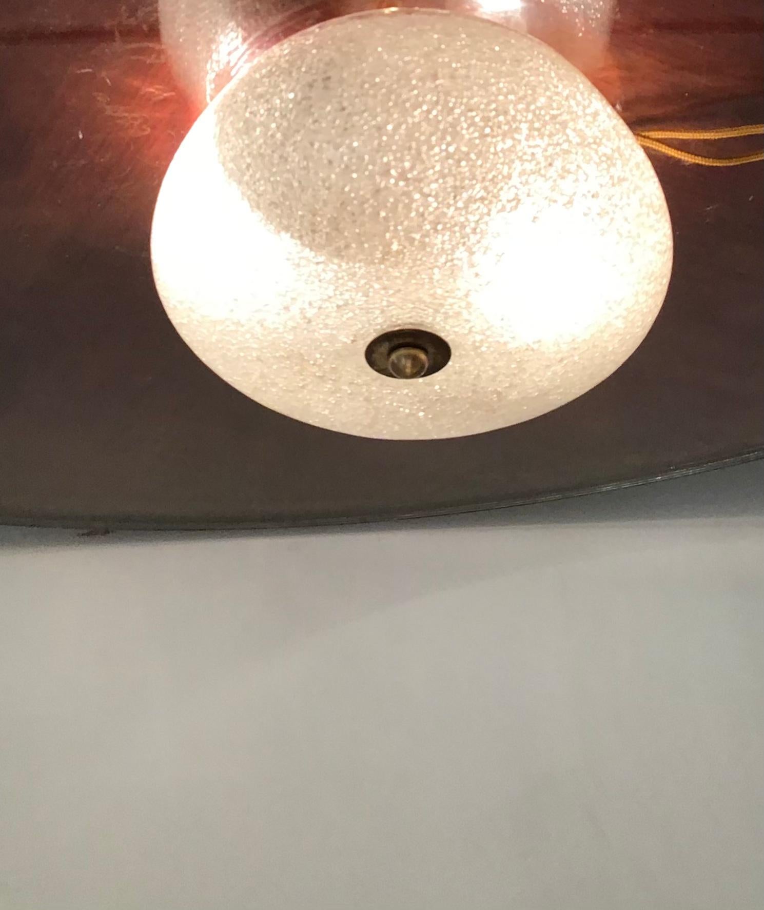 Seguso Ceiling Light/Sconce Murano Glass Brass, 1950, Italy In Excellent Condition In Milano, IT