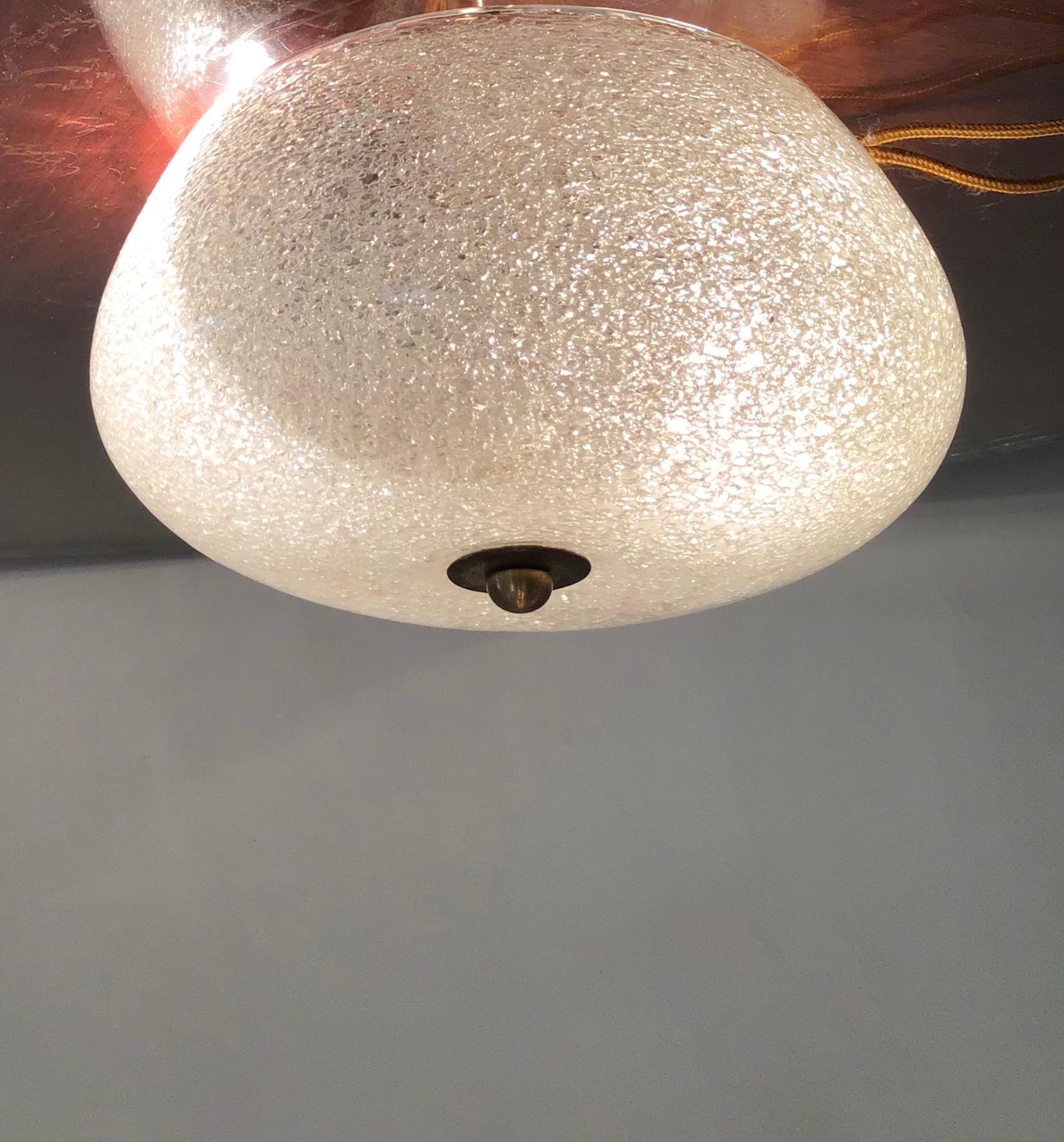 Seguso Ceiling Light/Sconce Murano Glass Brass, 1950, Italy 1