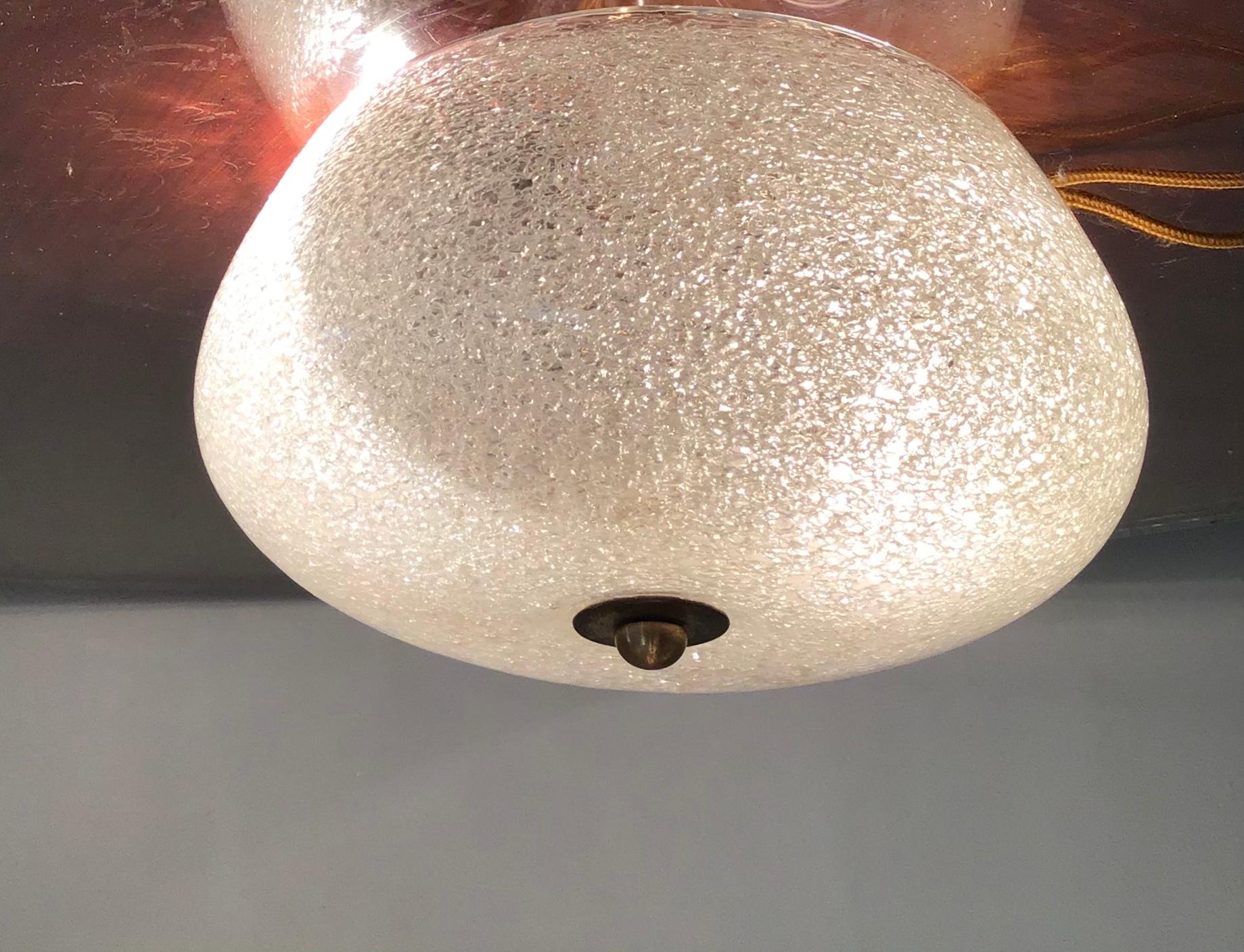 Seguso Ceiling Light/Sconce Murano Glass Brass, 1950, Italy 3