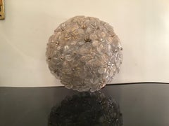 Seguso Ceilling Light/Sconse Murano Glass iron Brass, 1950, Italy