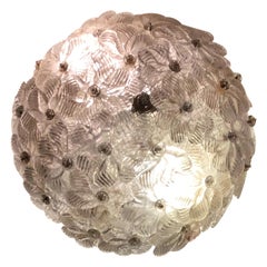 Seguso lampe ceilling/lampe à suspension en verre de Murano et laiton, 1950, Italie