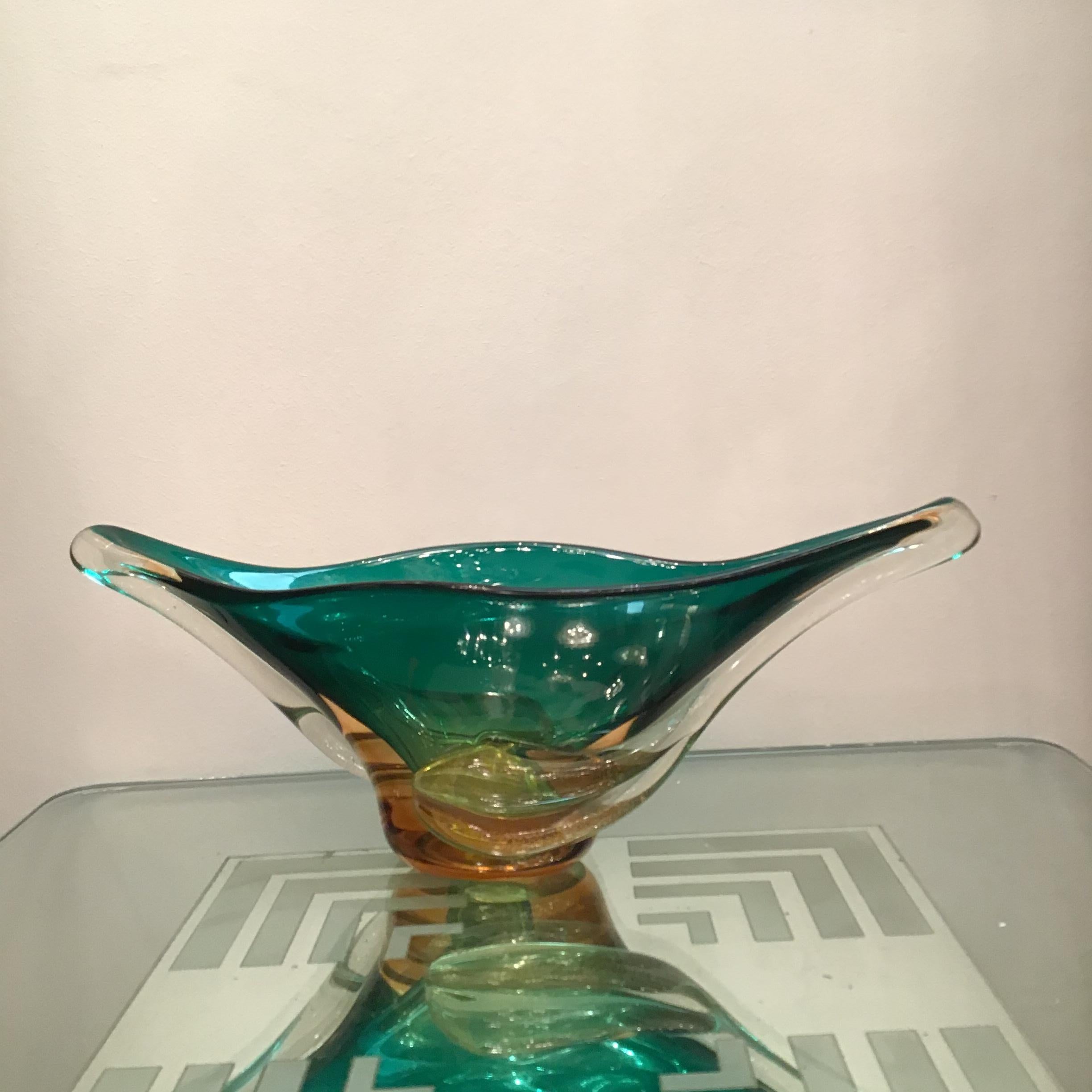 Seguso Centerpiece Murano Glass Gold, 1955, Italy In Excellent Condition For Sale In Milano, IT