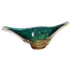 Seguso Centro de mesa de cristal de Murano dorado, 1955, Italia