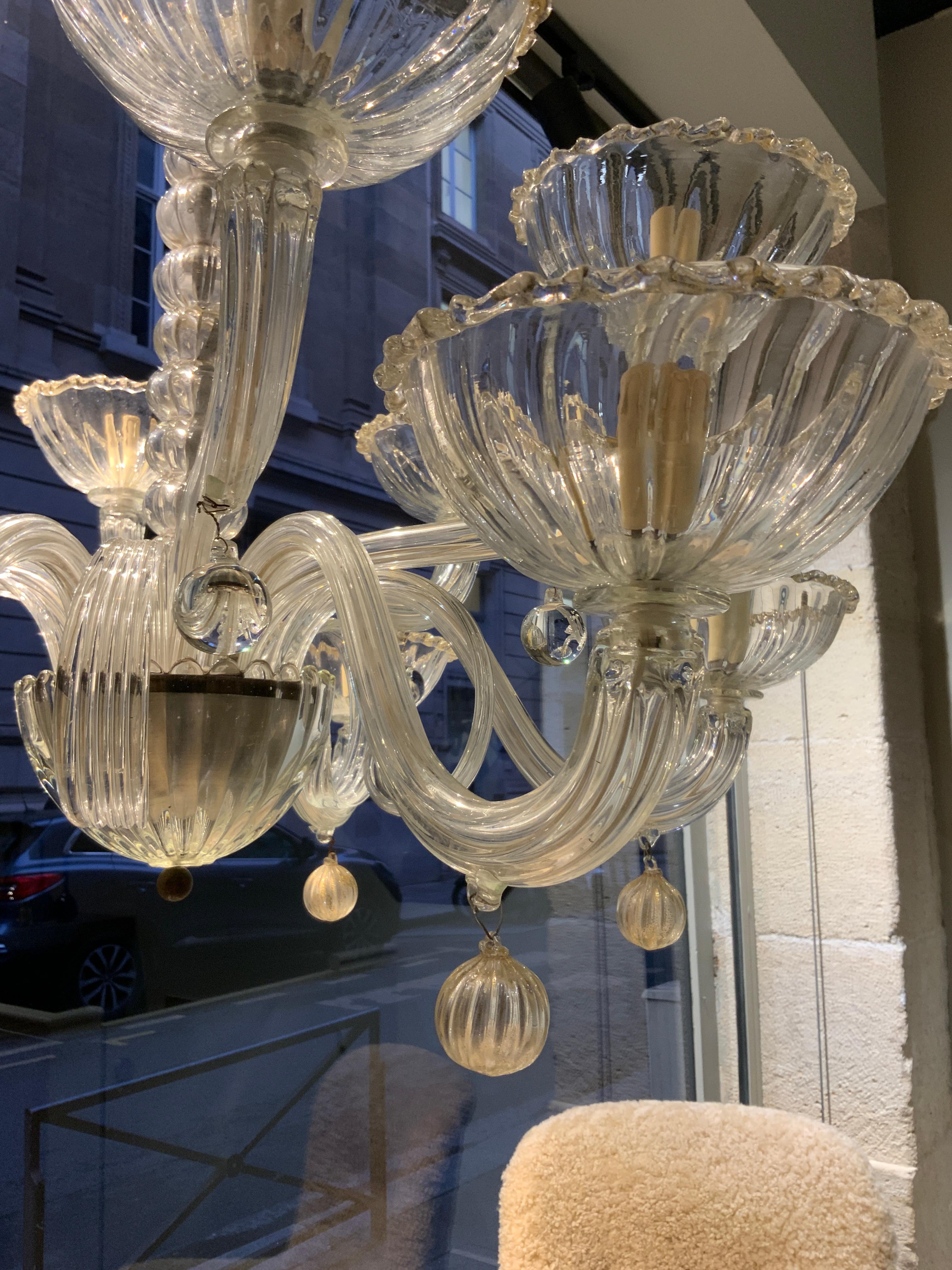 Seguso chandelier 10 arms Italy Murano 1950 In Good Condition In PARIS, FR