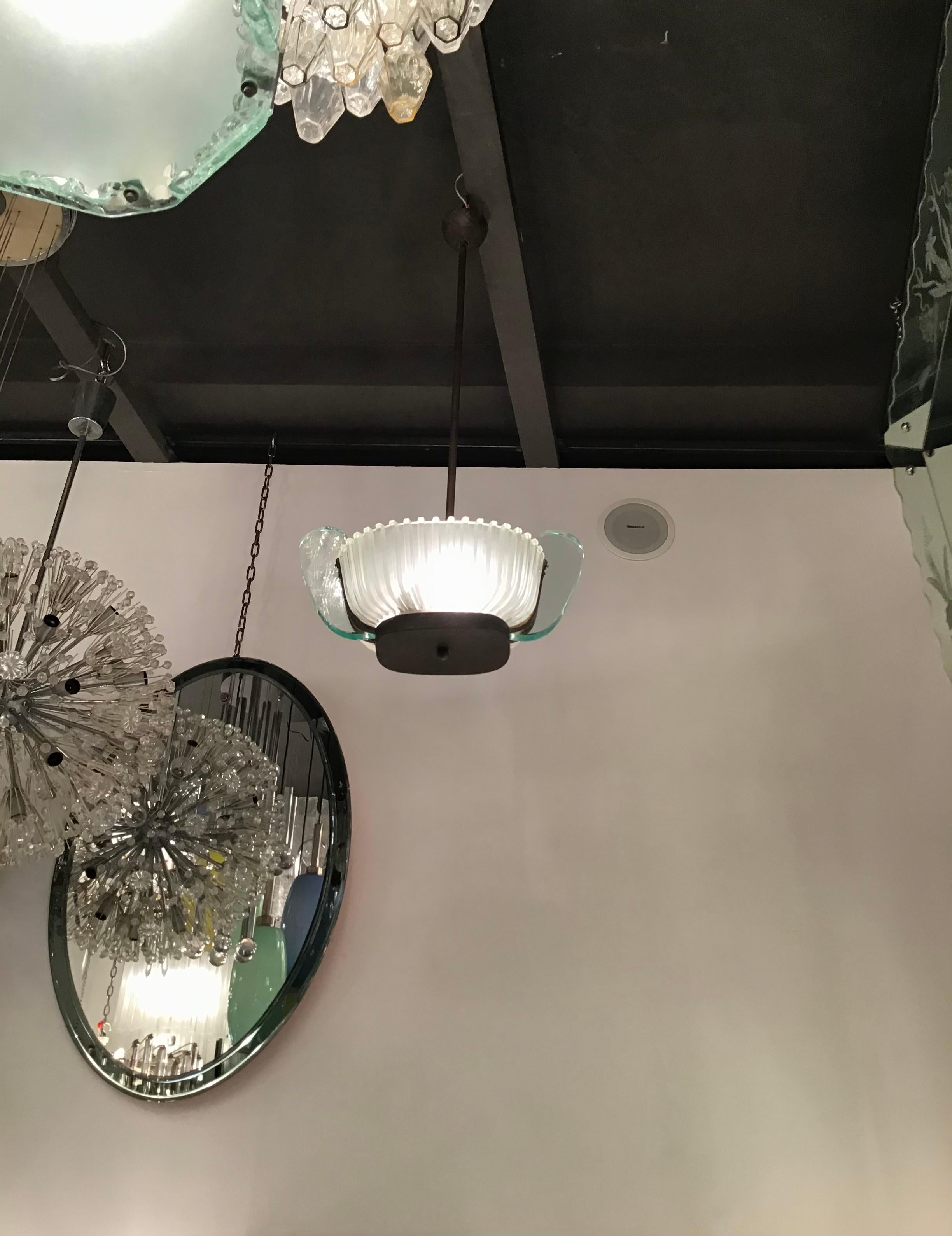 Seguso Chandelier Brass Glass 1930 Italy For Sale 6