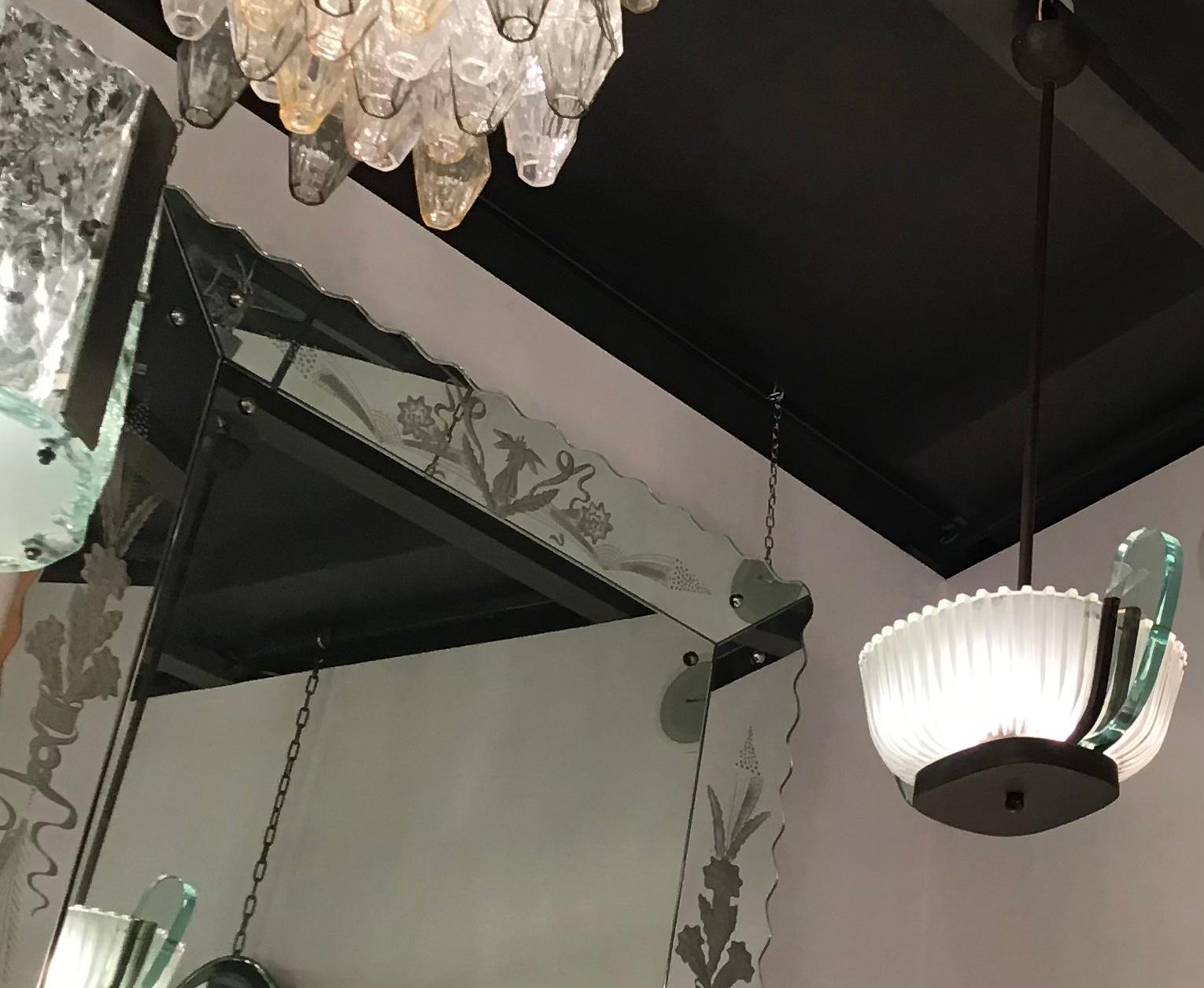 Other Seguso Chandelier Brass Glass 1930 Italy For Sale