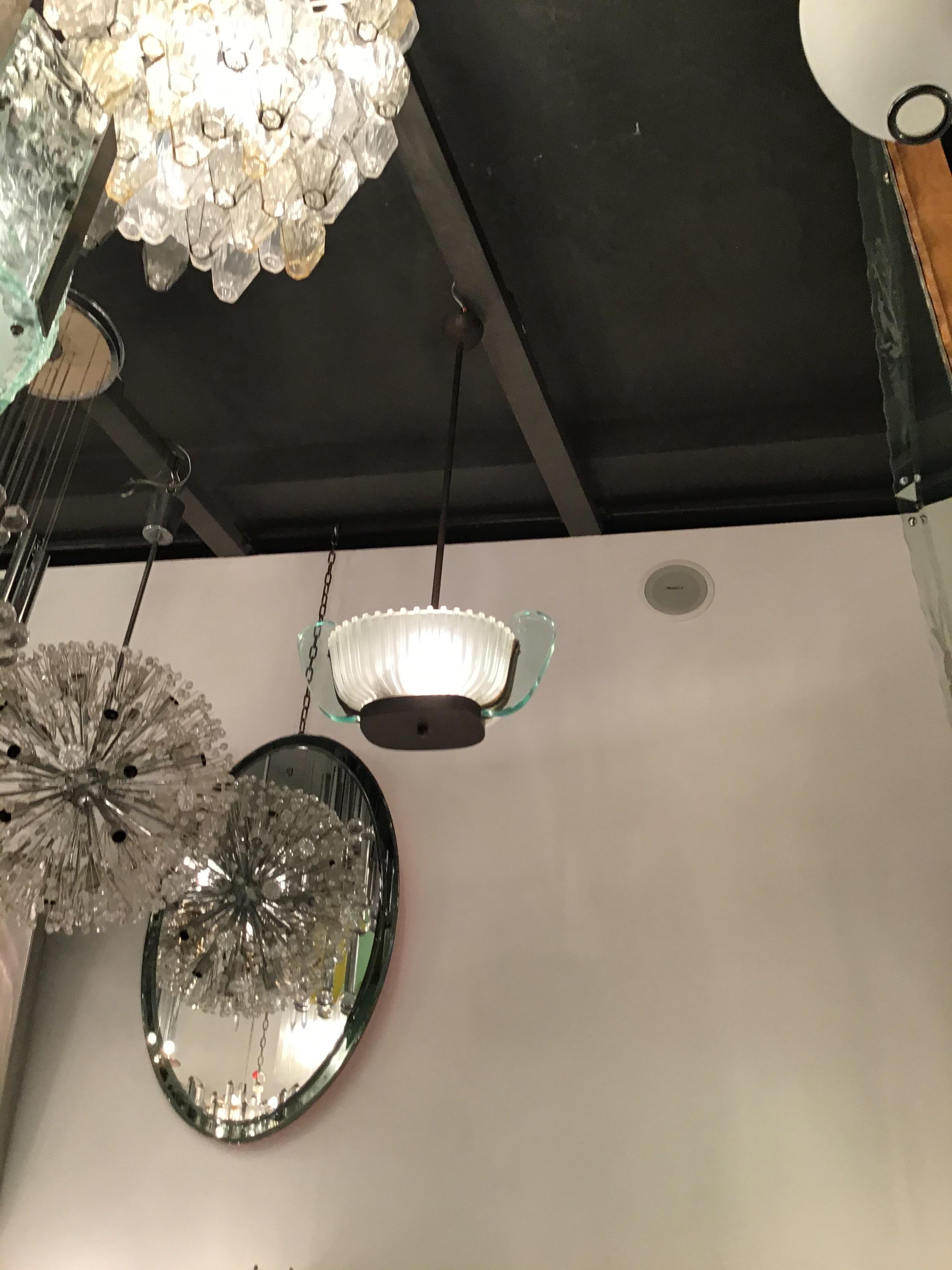 Seguso Chandelier Brass Glass 1930 Italy For Sale 3