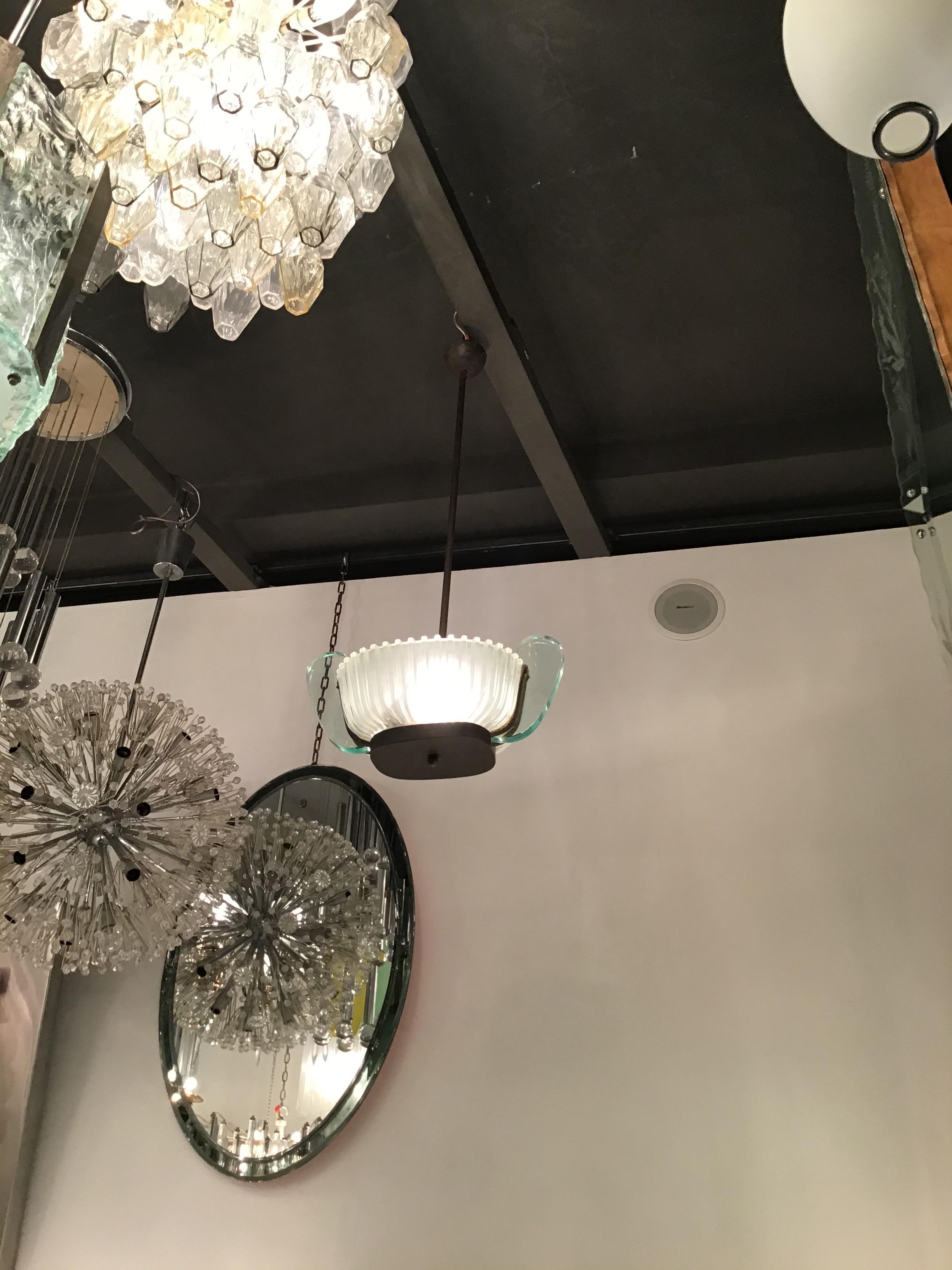 Seguso Chandelier Brass Glass 1930 Italy For Sale 4