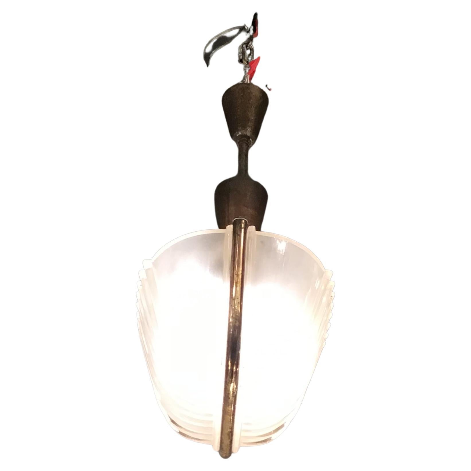 Seguso Chandelier Brass Glass, 1930, Italy For Sale