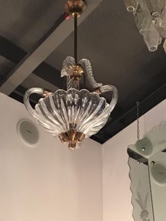 Lustre Seguso en laiton et verre de Murano, Italie, 1940