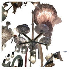 Seguso Chandelier Brass Murano Glass 1950 Italy