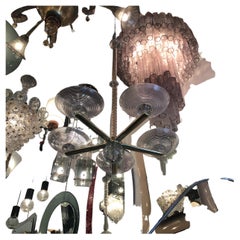 Seguso Chandelier Brass Murano Glass 1950 Italy 