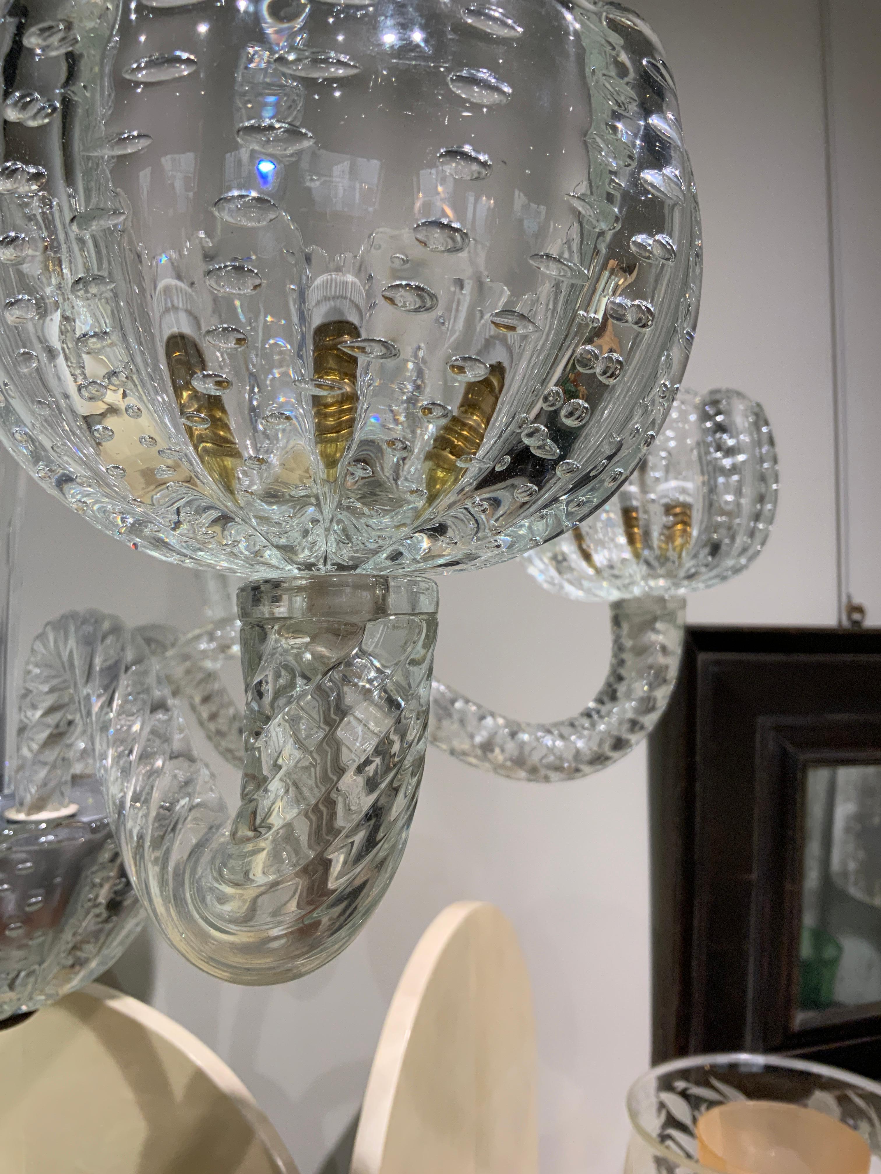 A very elegant Murano chandelier by Seguso Venice circa 1940
Glass “bullicante” 
6 arms 