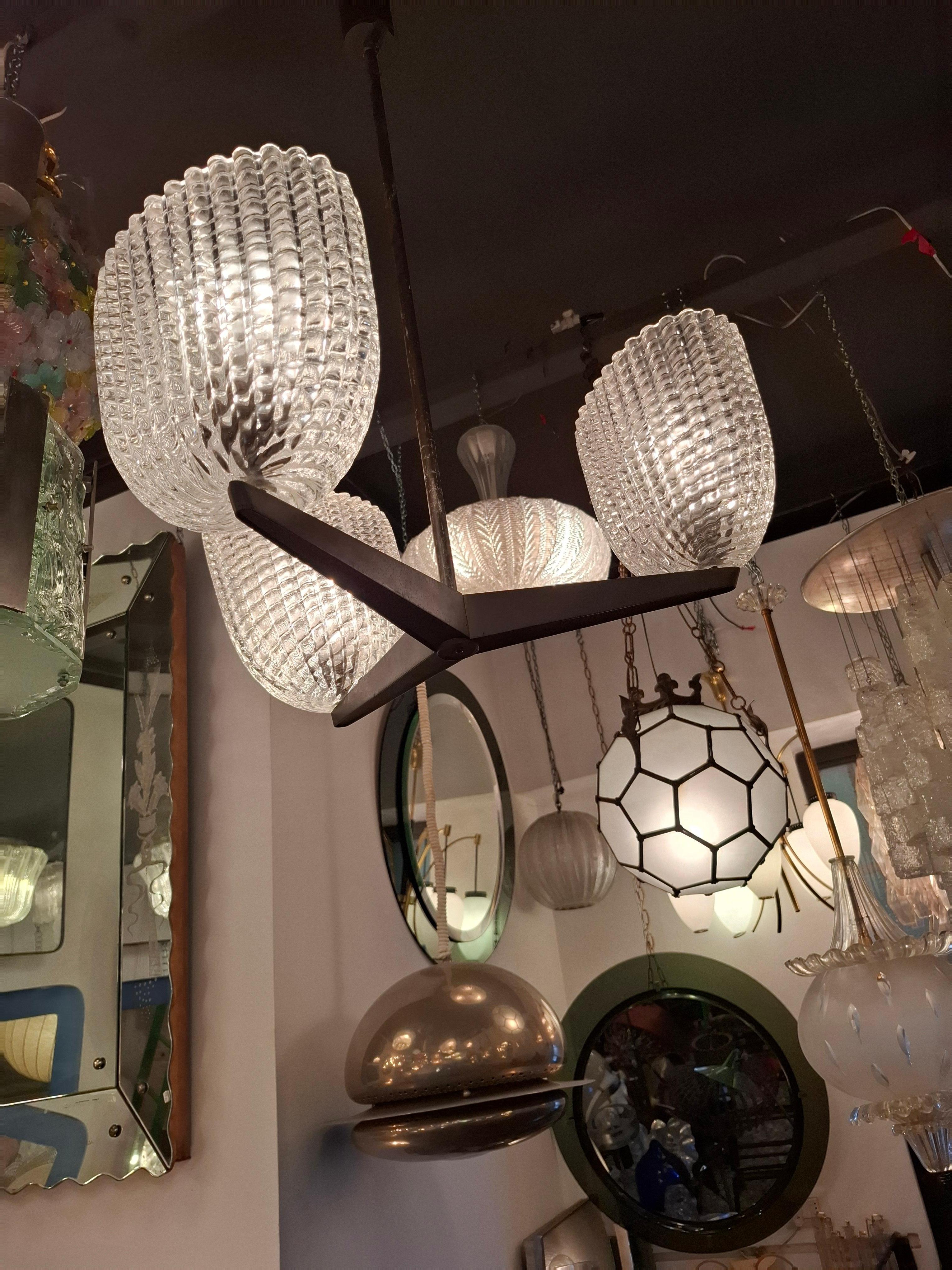 SEGUSO CHANDELIER MURANO VERRE OTTONE 1950 Italie en vente 2