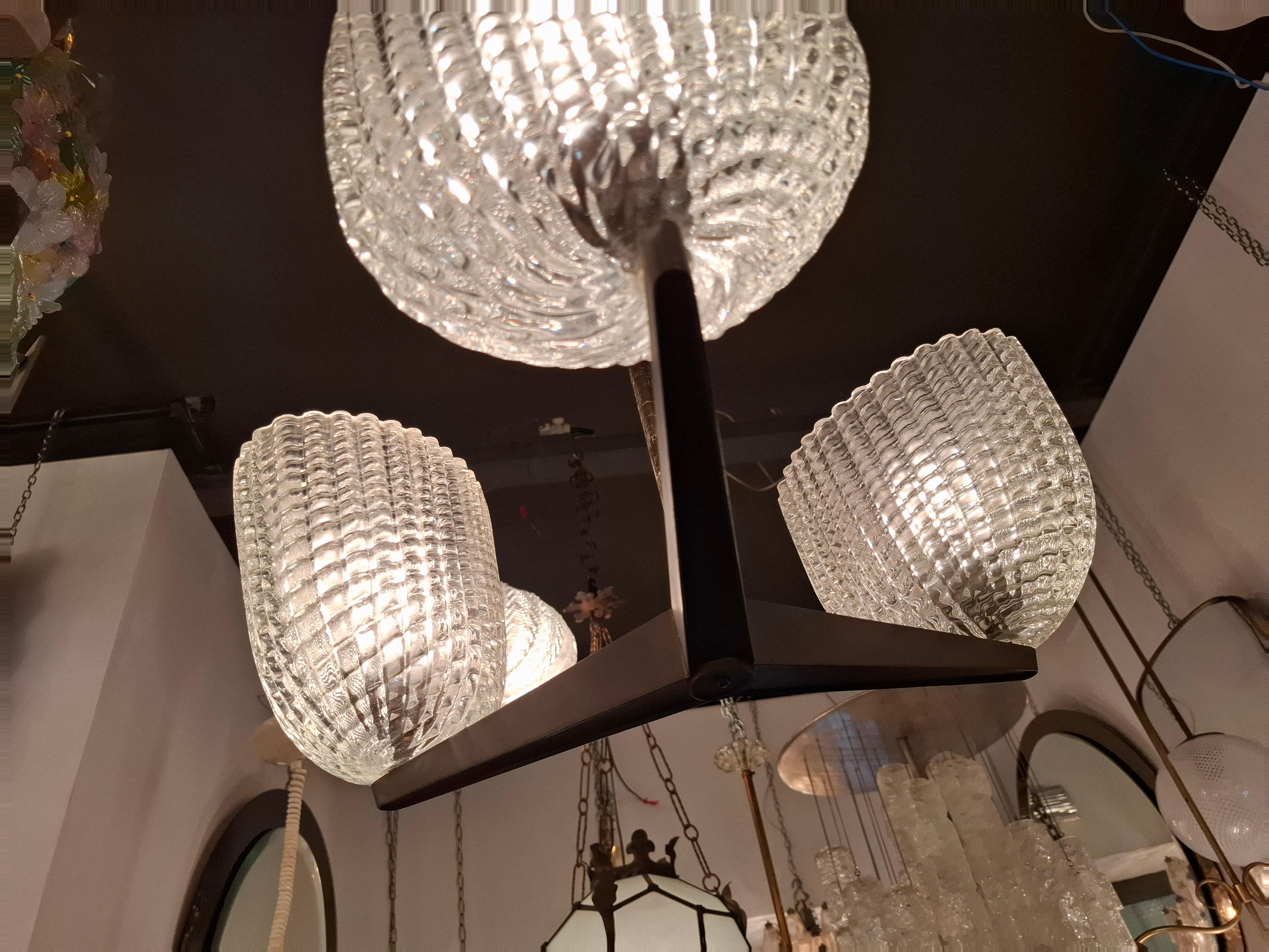 SEGUSO CHANDELIER MURANO VERRE OTTONE 1950 Italie en vente 3