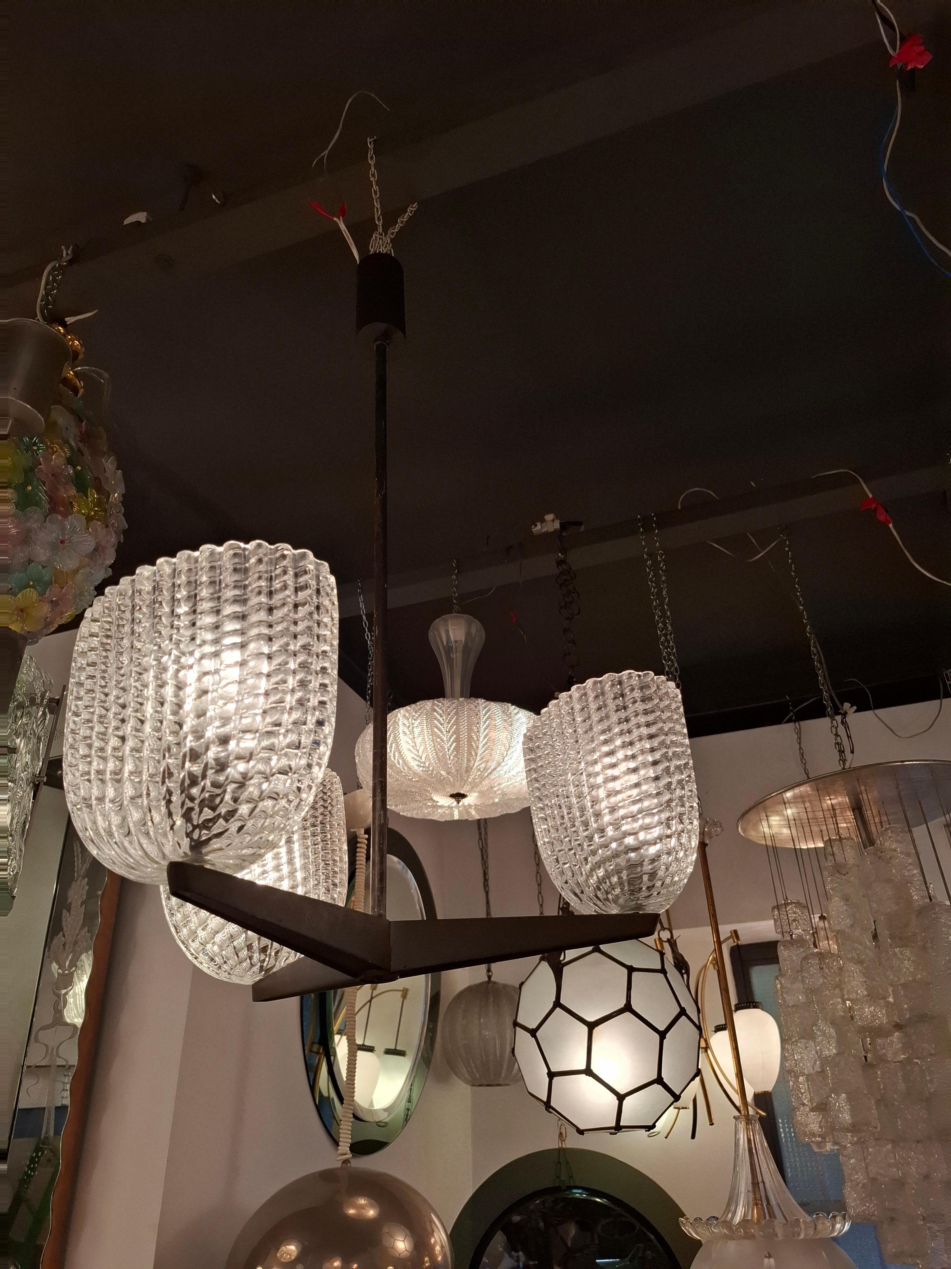 SEGUSO CHANDELIER MURANO VERRE OTTONE 1950 Italie en vente 4