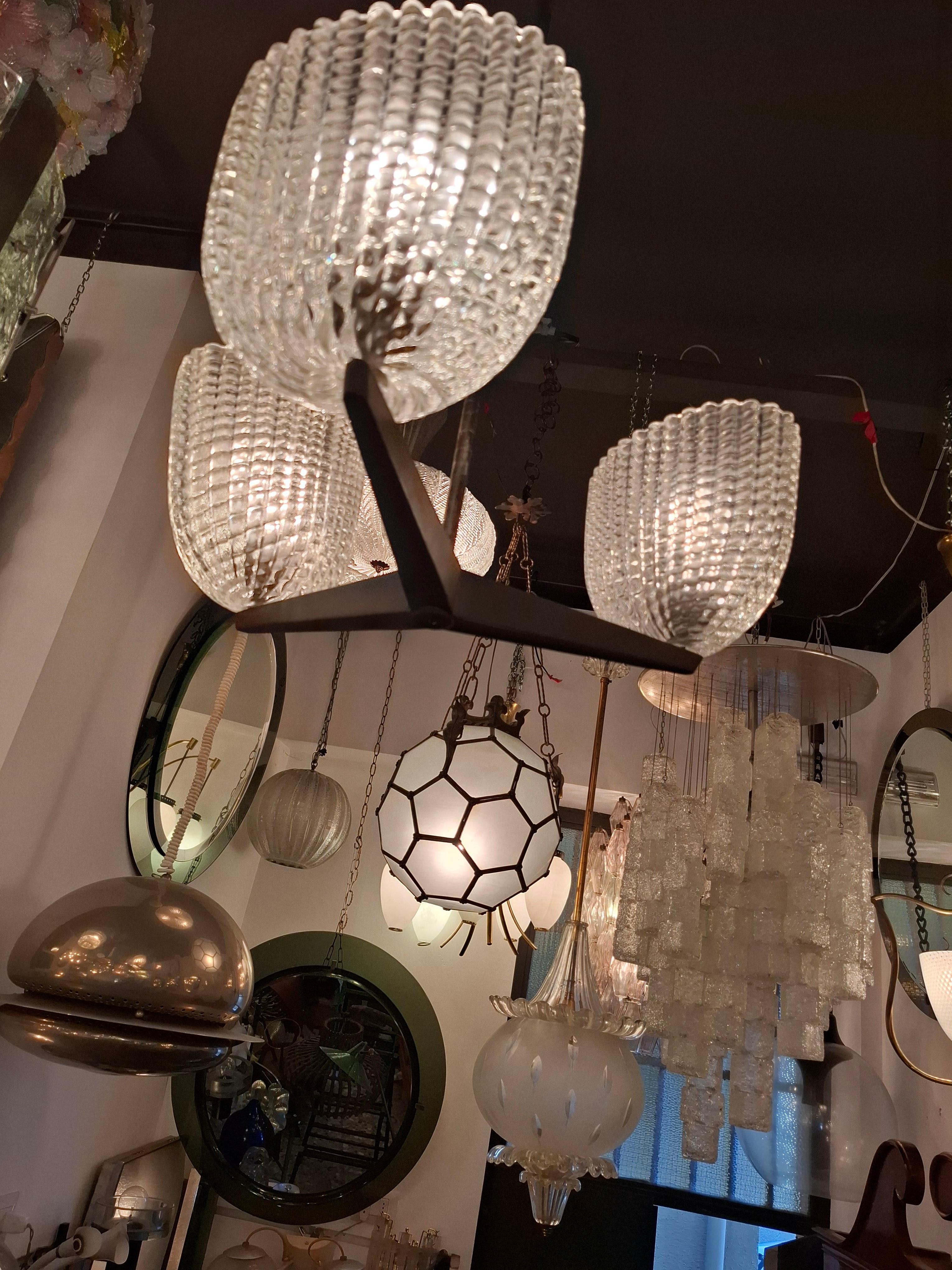 SEGUSO CHANDELIER MURANO VERRE OTTONE 1950 Italie en vente 5