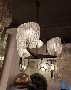 SEGUSO CHANDELIER MURANO GLASS OTTONE 1950 Italia