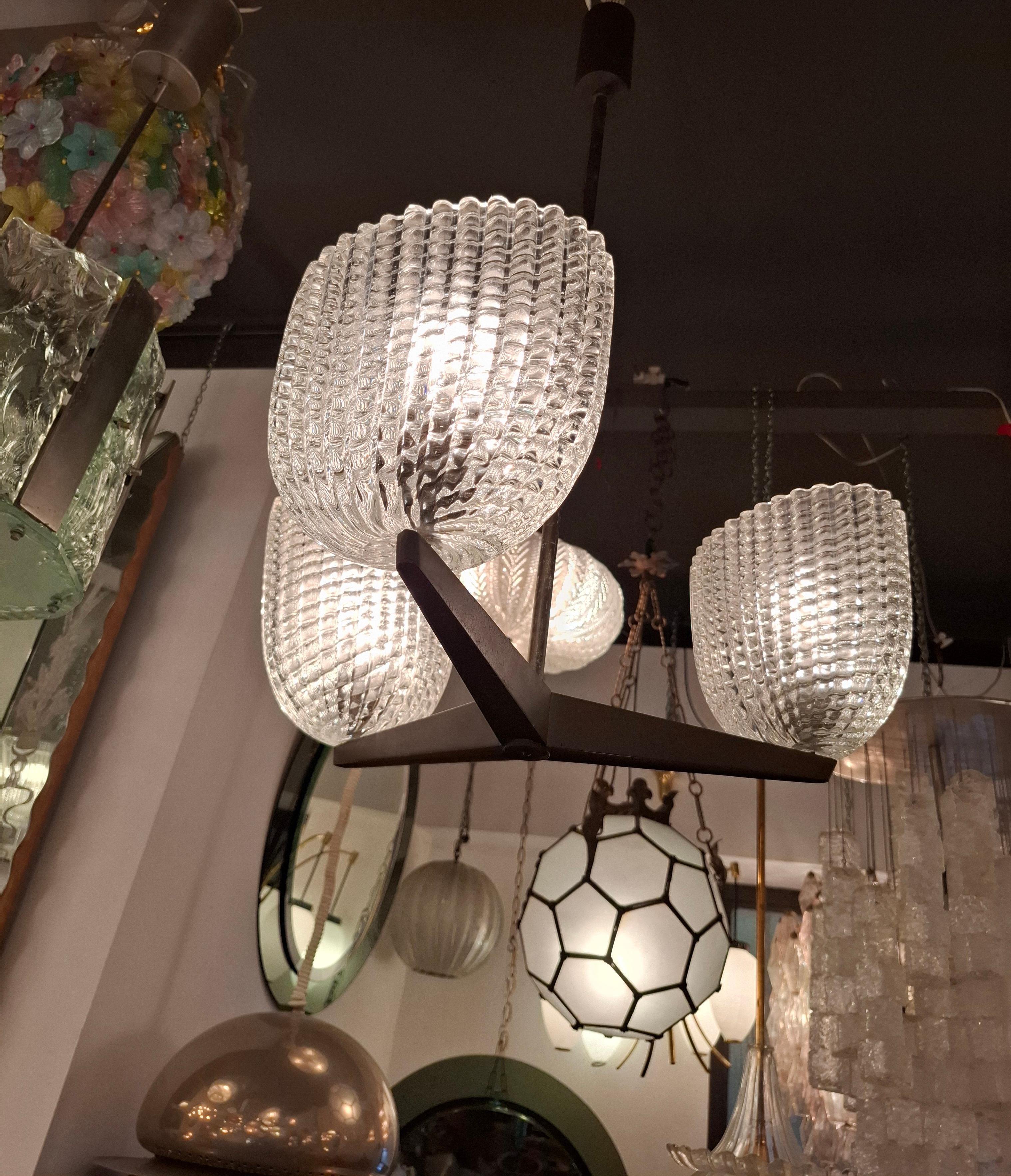 Autre SEGUSO CHANDELIER MURANO VERRE OTTONE 1950 Italie en vente