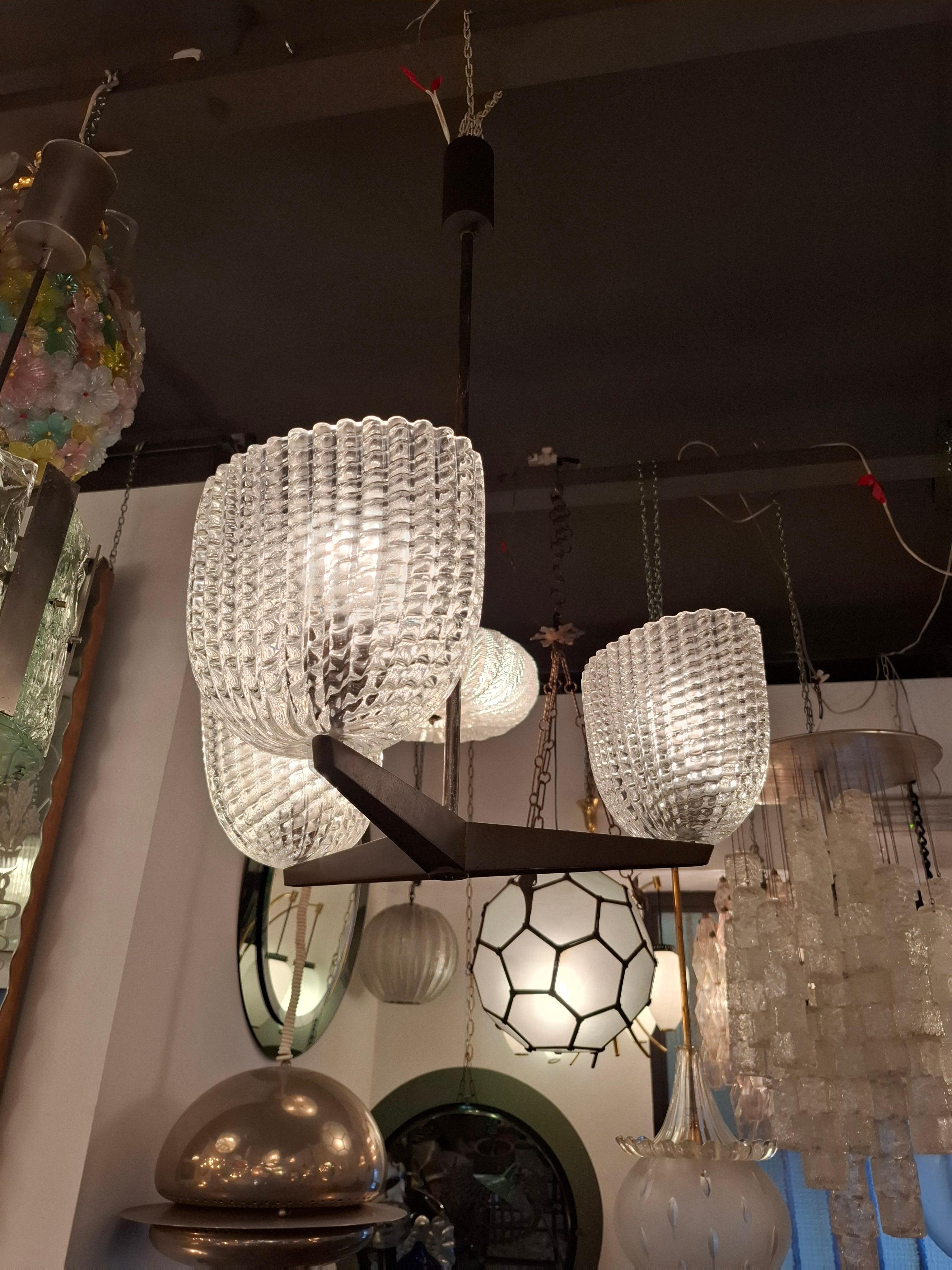 Autre SEGUSO CHANDELIER MURANO VERRE OTTONE 1950 Italie en vente