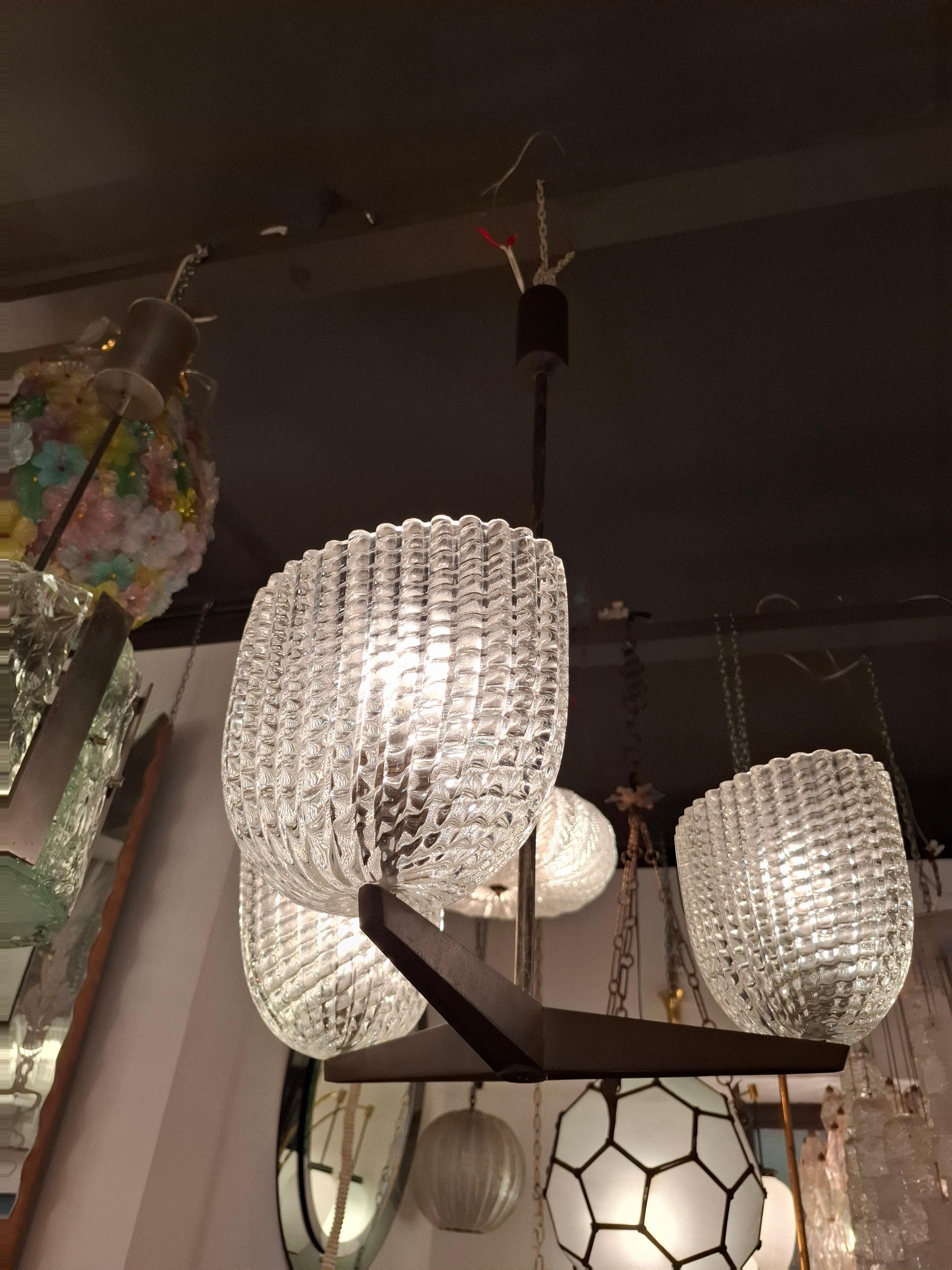 SEGUSO CHANDELIER MURANO VERRE OTTONE 1950 Italie Bon état - En vente à Milano, IT